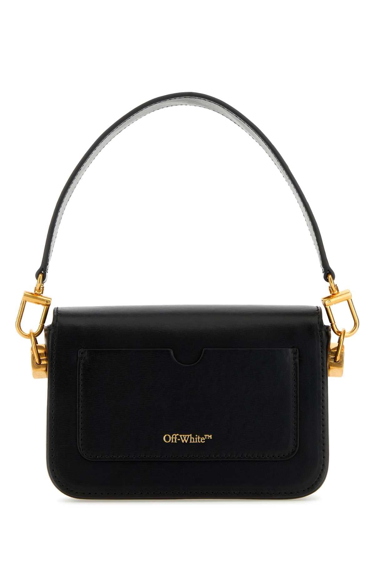 Off White Women Black Leather Small Plain Binder Handbag OFF-WHITE