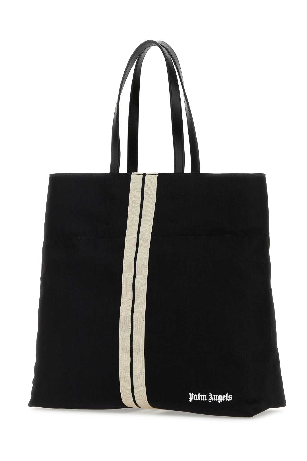 Palm Angels Men Black Canvas Shopping Bag PALM ANGELS