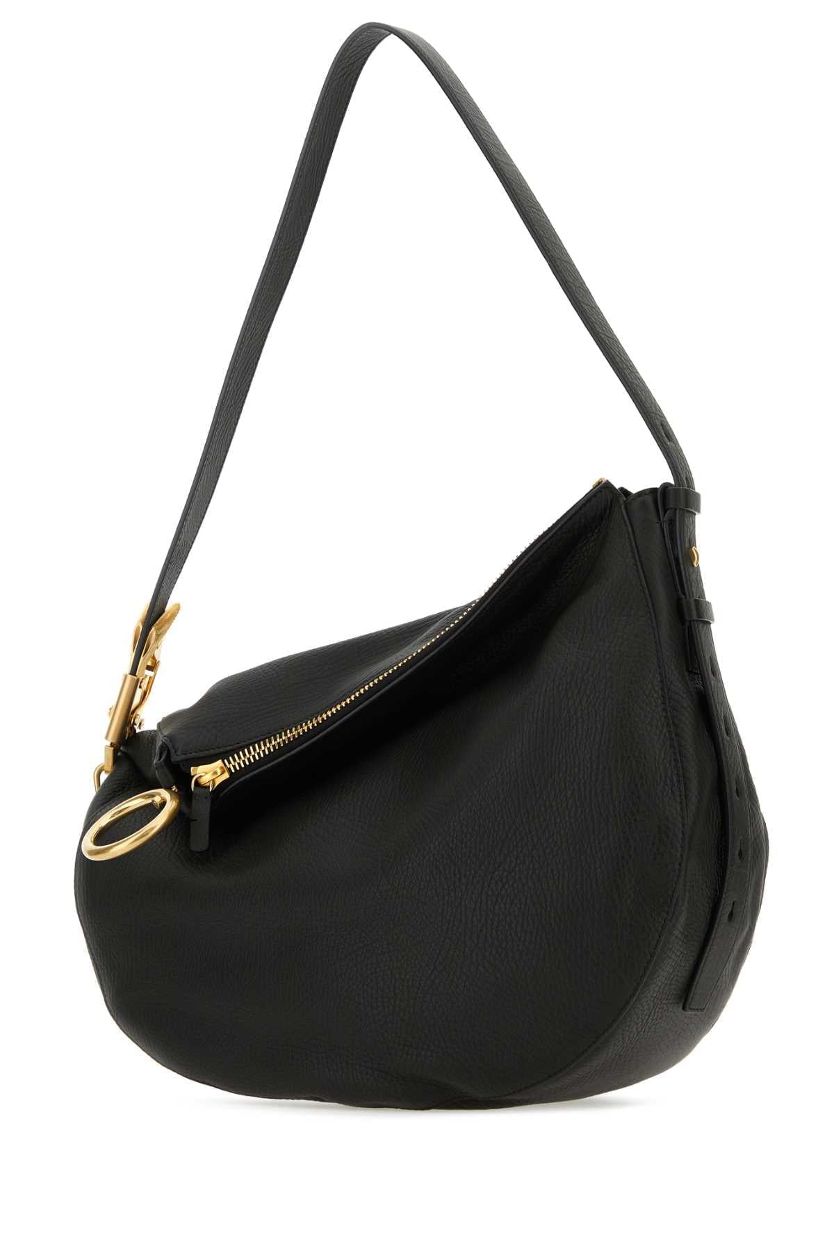 Burberry Women Black Leather Knight Medium Shoulder Bag BURBERRY