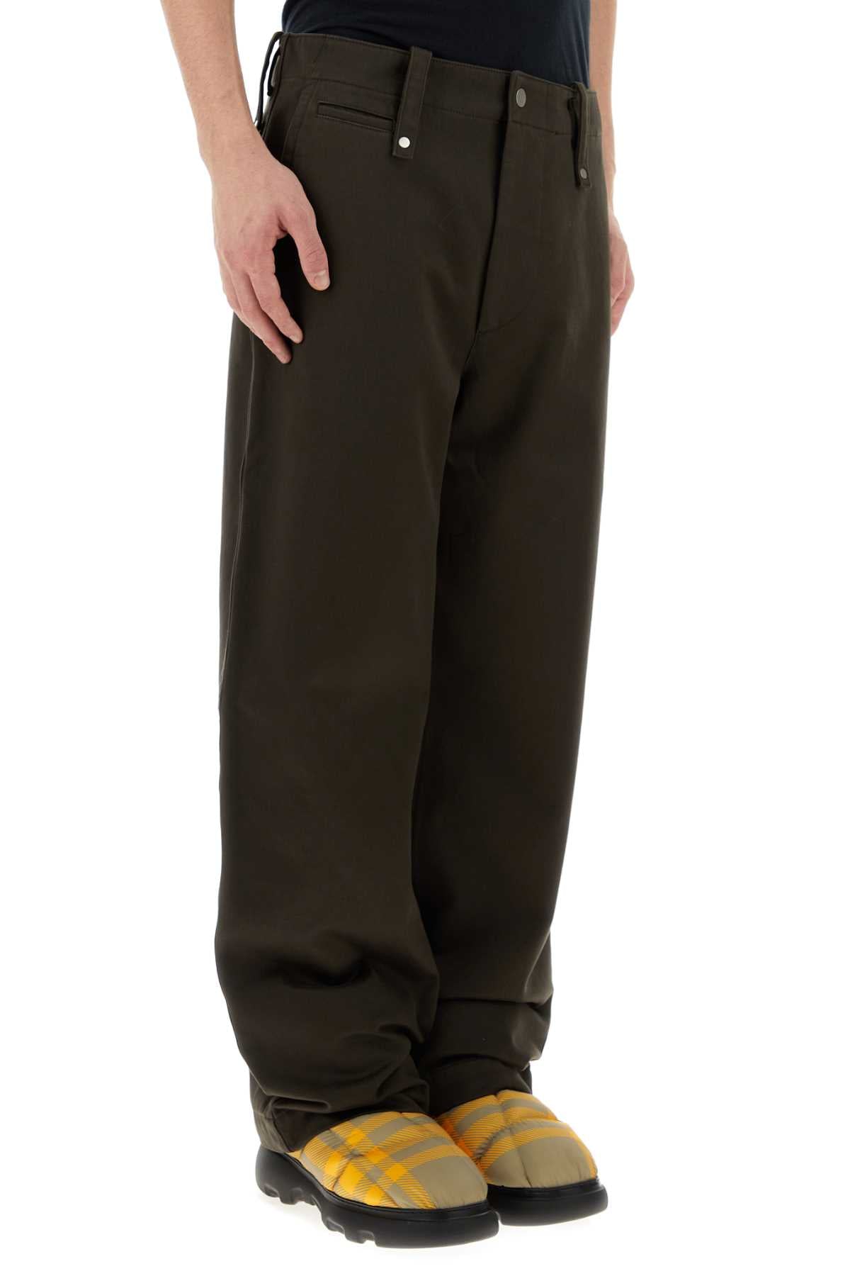 Burberry Men Chocolate Cotton Wide-Leg Pant BURBERRY