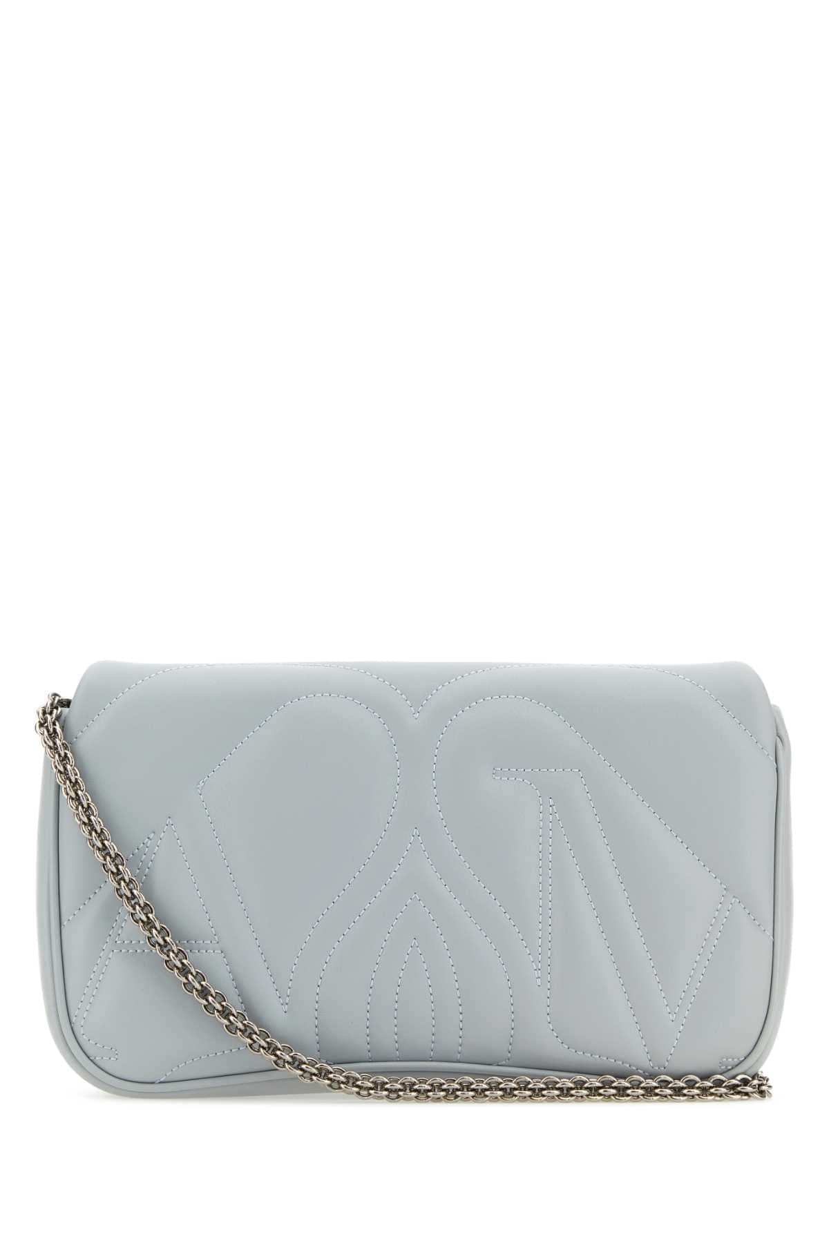 Alexander Mcqueen Women Powder Blue Leather Small Seal Shoulder Bag ALEXANDER MCQUEEN