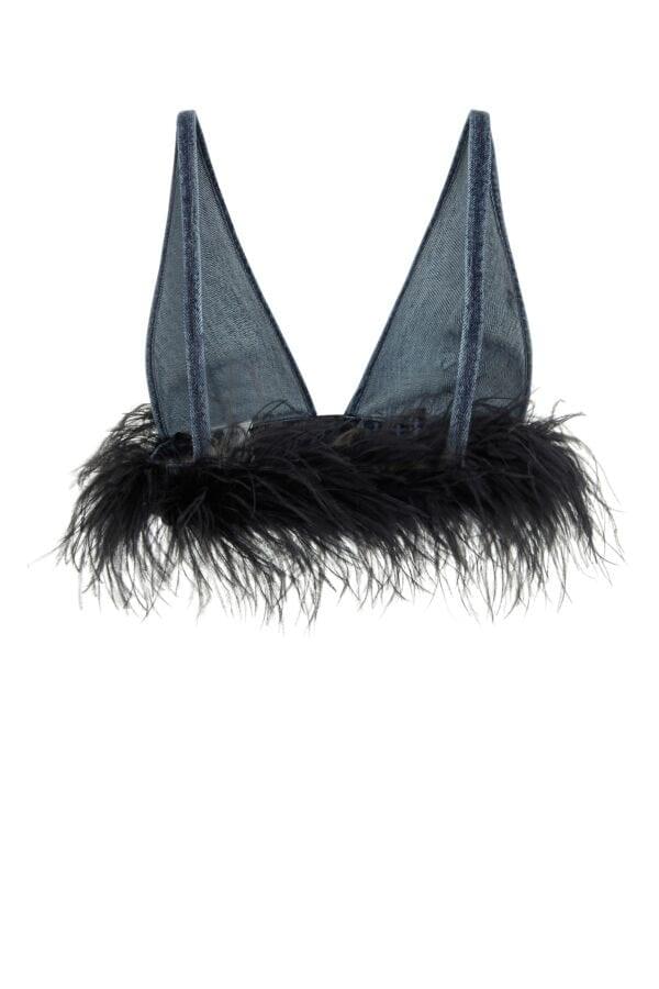 Miu Miu Women Denim Crop Top MIU MIU