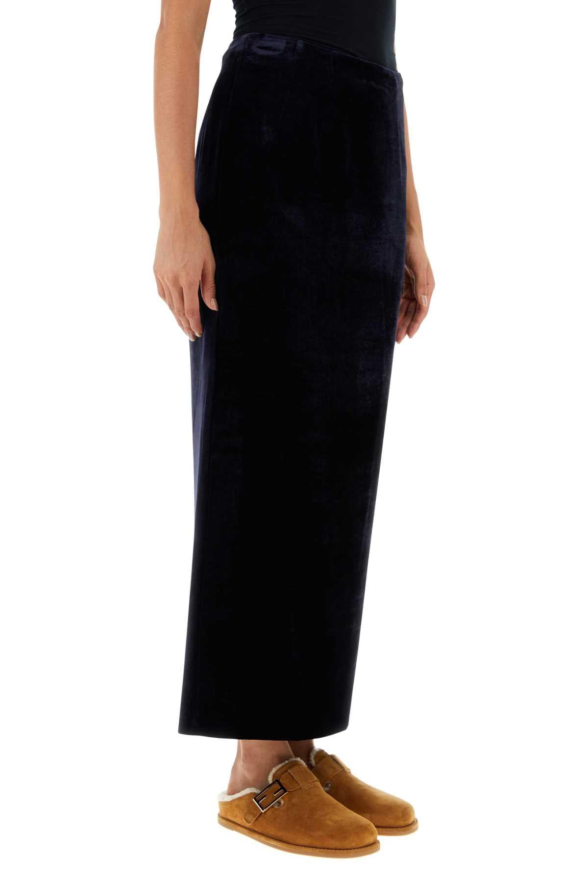 Fendi Women Midnight Blue Velvet Skirt FENDI
