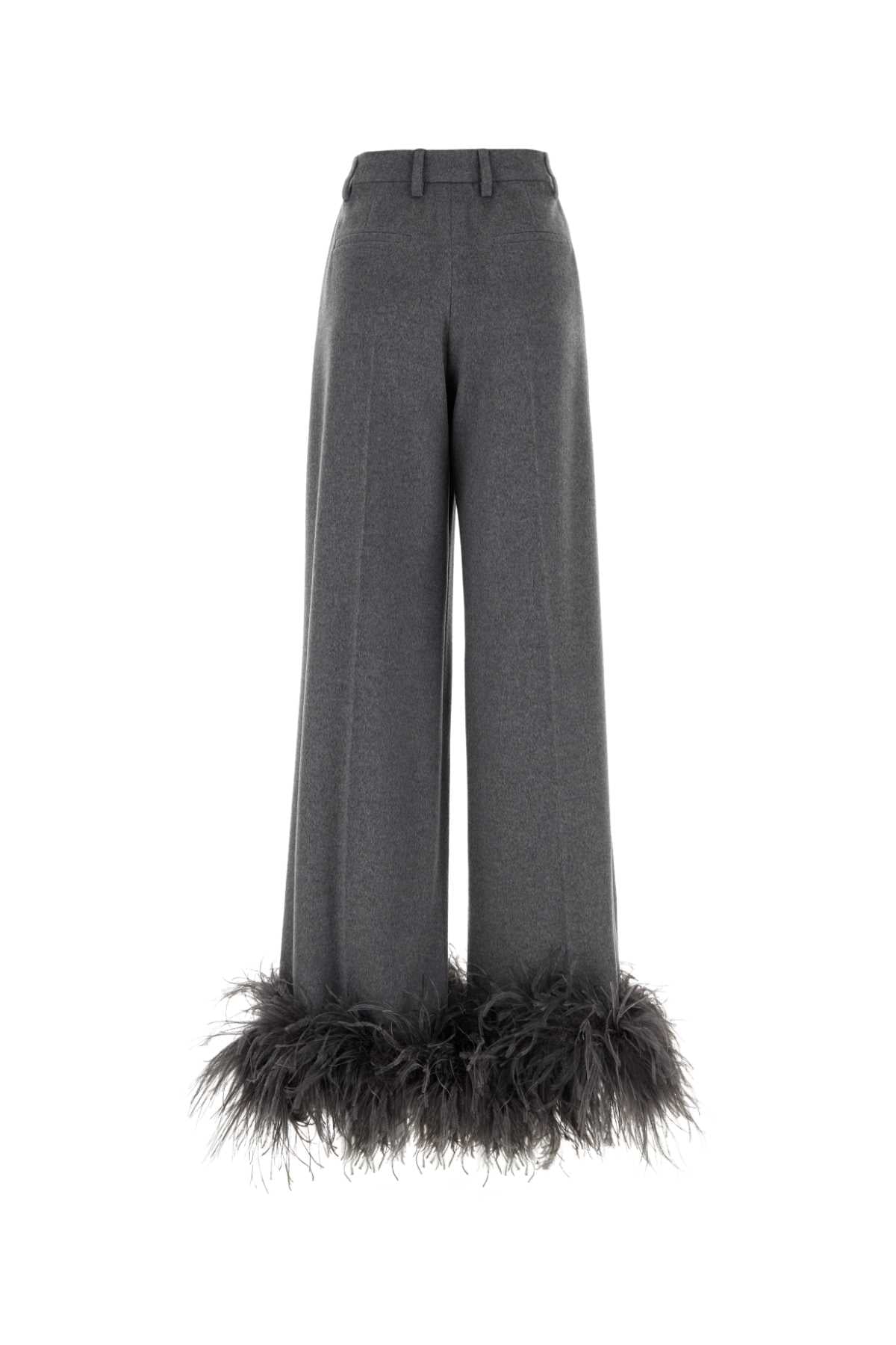 Prada Women Grey Cashmere Wide-Leg Pant PRADA