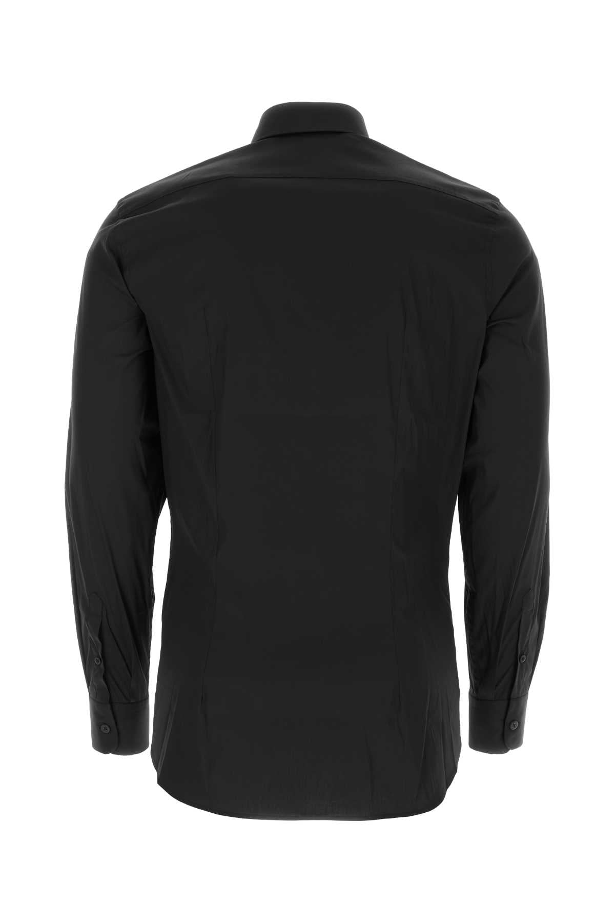 Prada Men Black Stretch Poplin Shirt PRADA