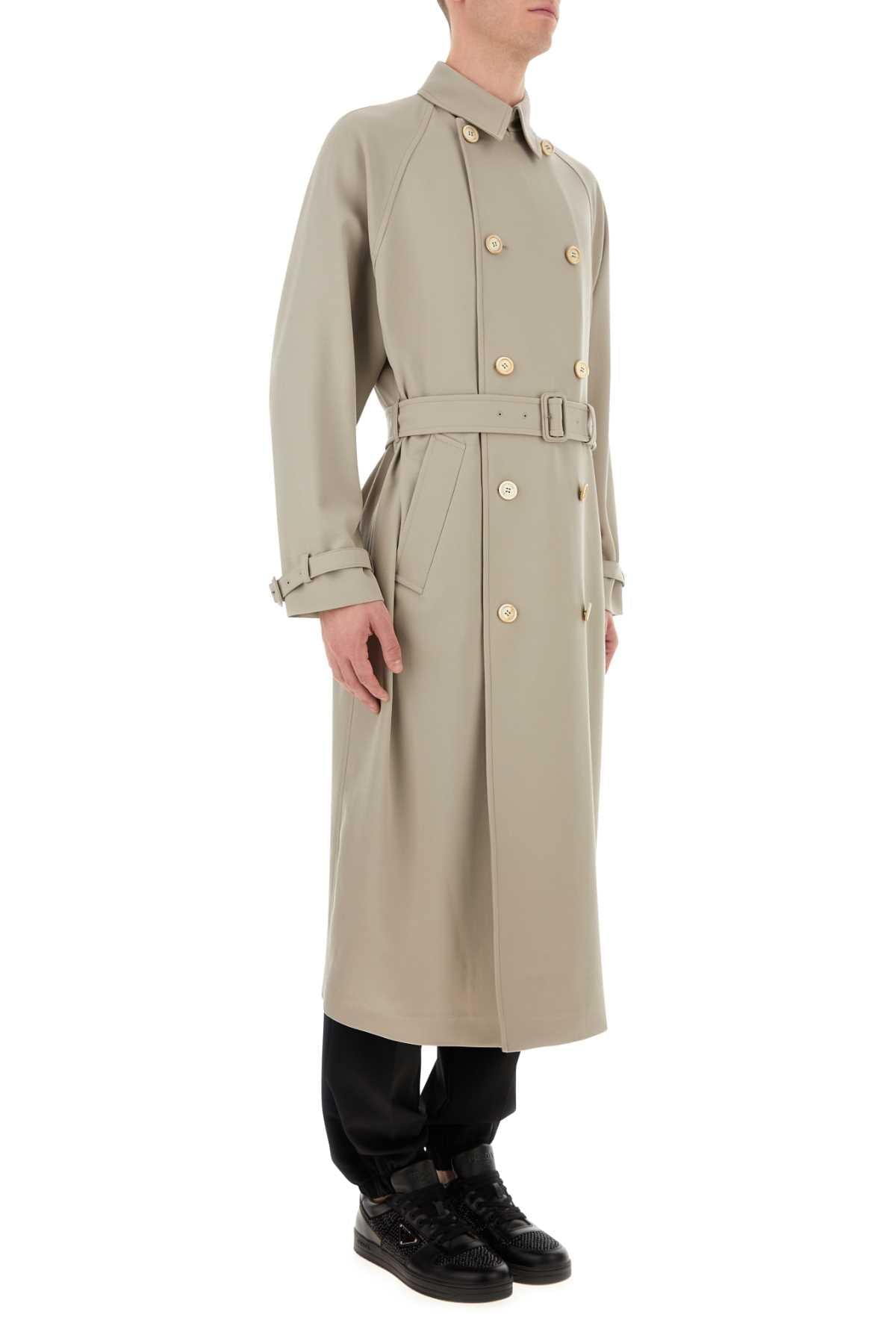 Prada Men Cappuccino Gabardine Trench Coat PRADA
