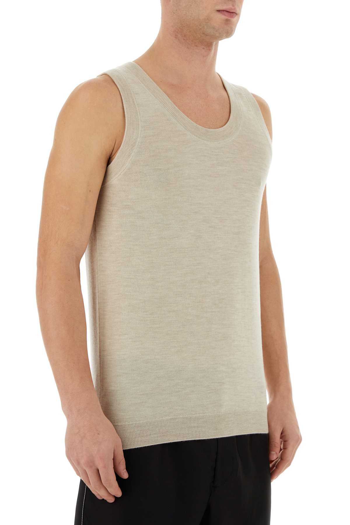 Prada Men Melange Sand Cashmere Tank Top PRADA