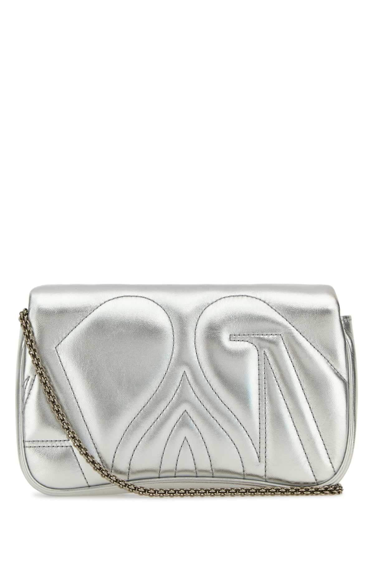 Alexander Mcqueen Women Silver Leather Mini Seal Clutch ALEXANDER MCQUEEN