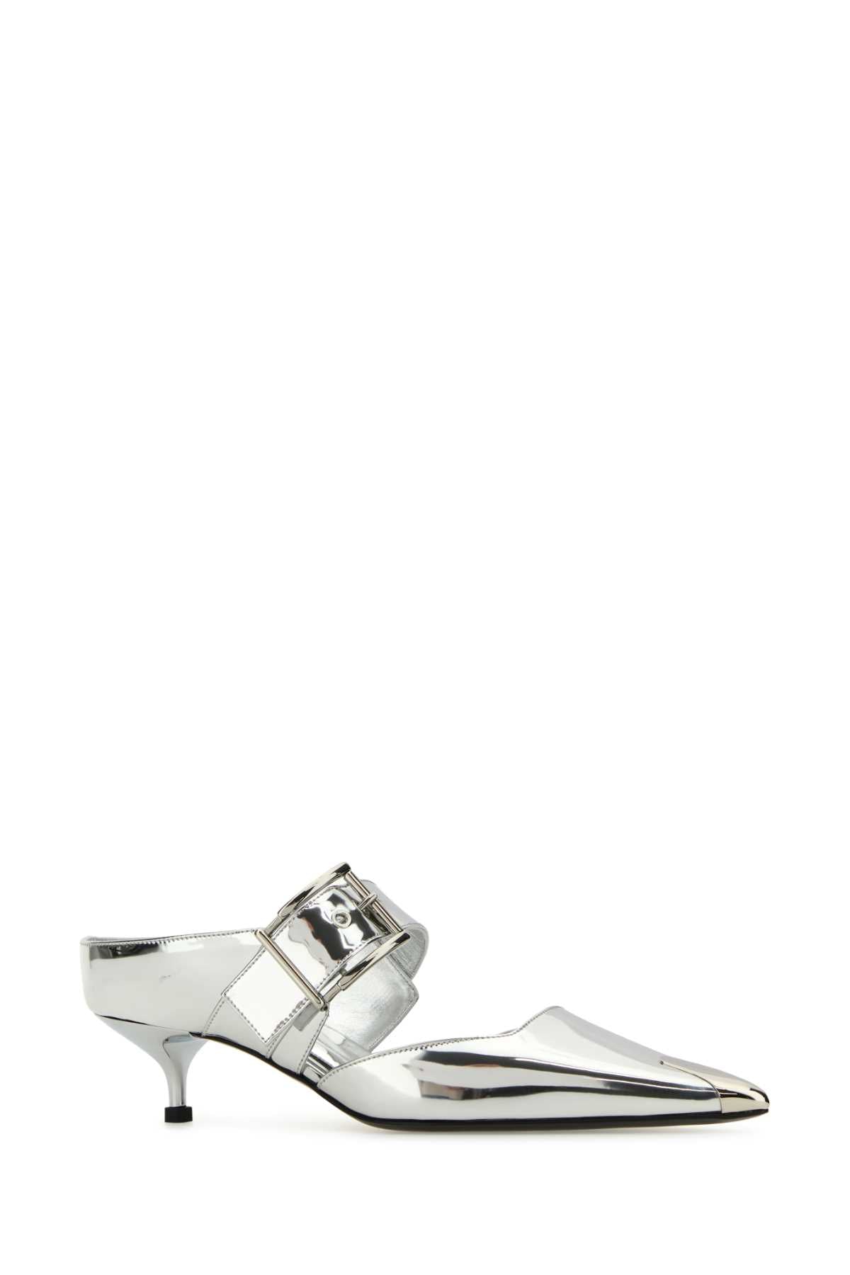 Alexander Mcqueen Women Silver Leather Punk Pumps ALEXANDER MCQUEEN