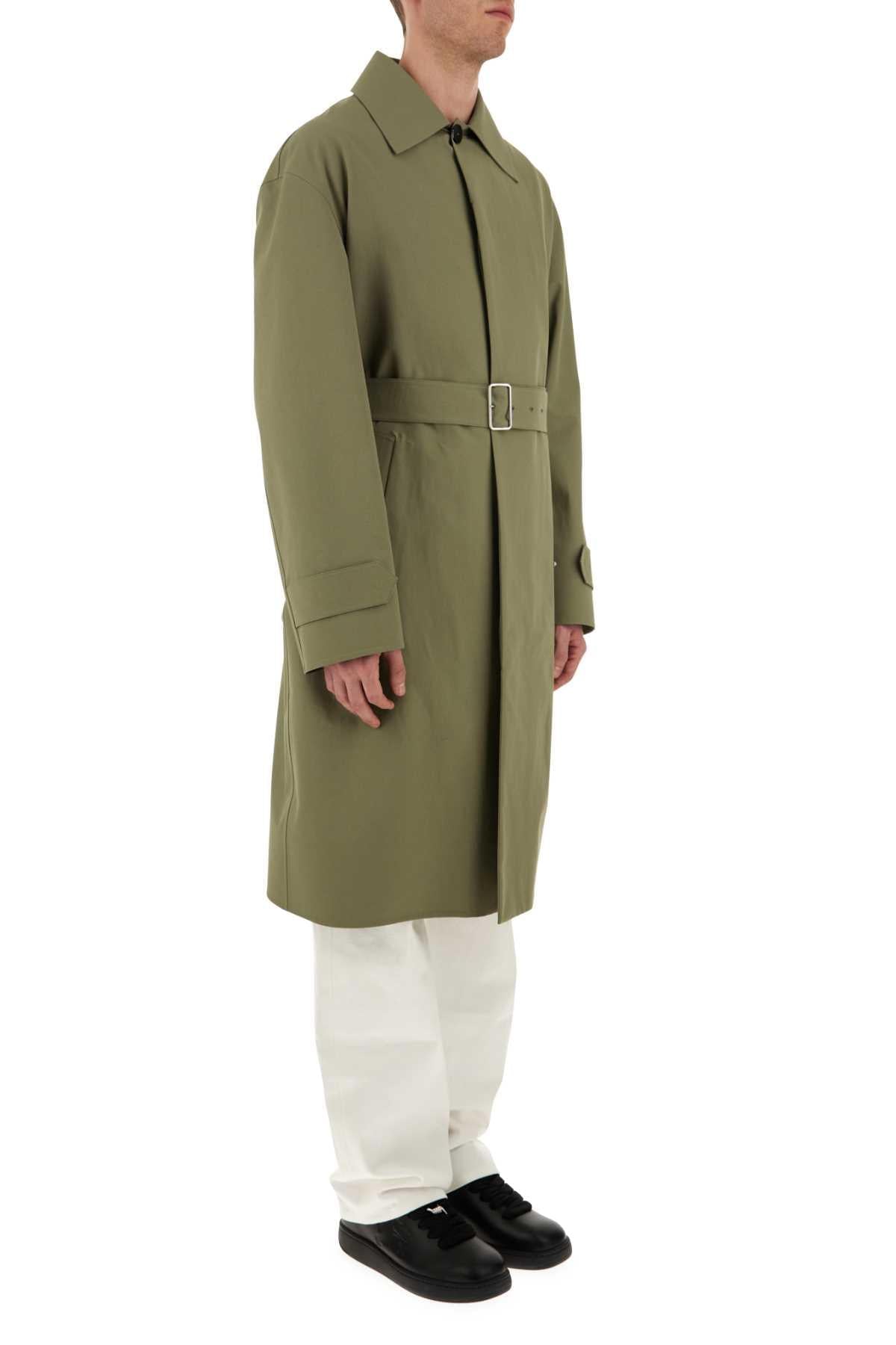 Jil Sander Men Army Green Cotton Trench Coat JIL SANDER