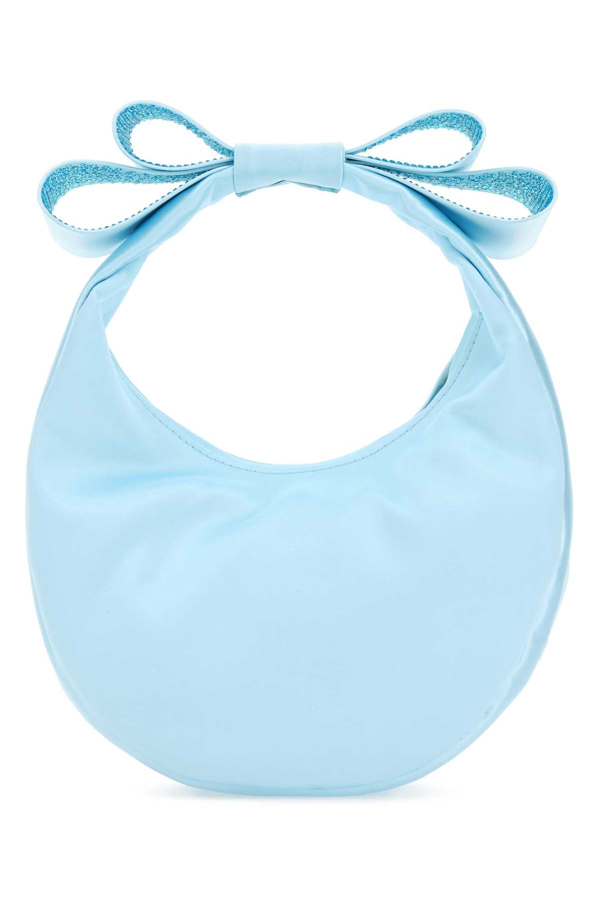Mach&Mach Women Pastel Light-Blue Satin Small Cadeau Handbag MACH & MACH
