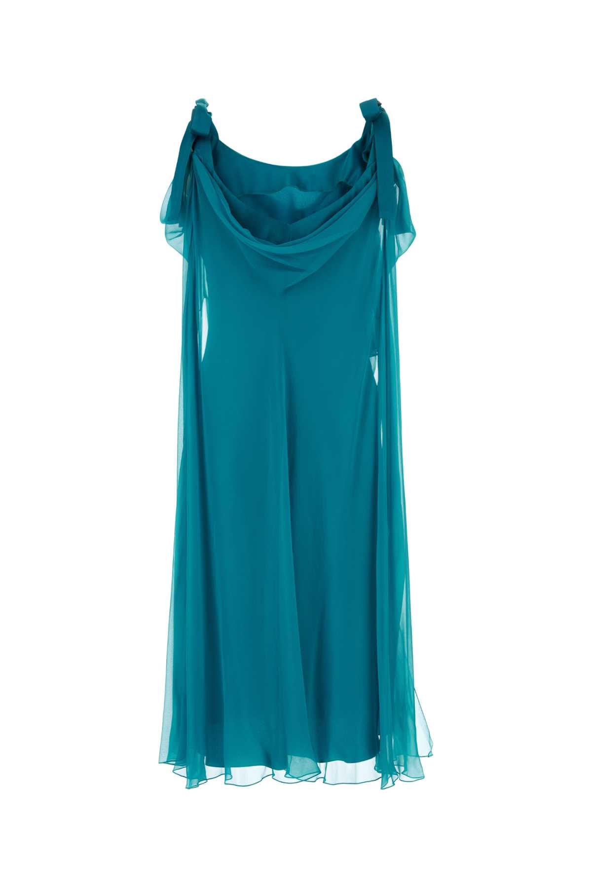Alberta Ferretti Women Teal Green Silk Dress ALBERTA FERRETTI