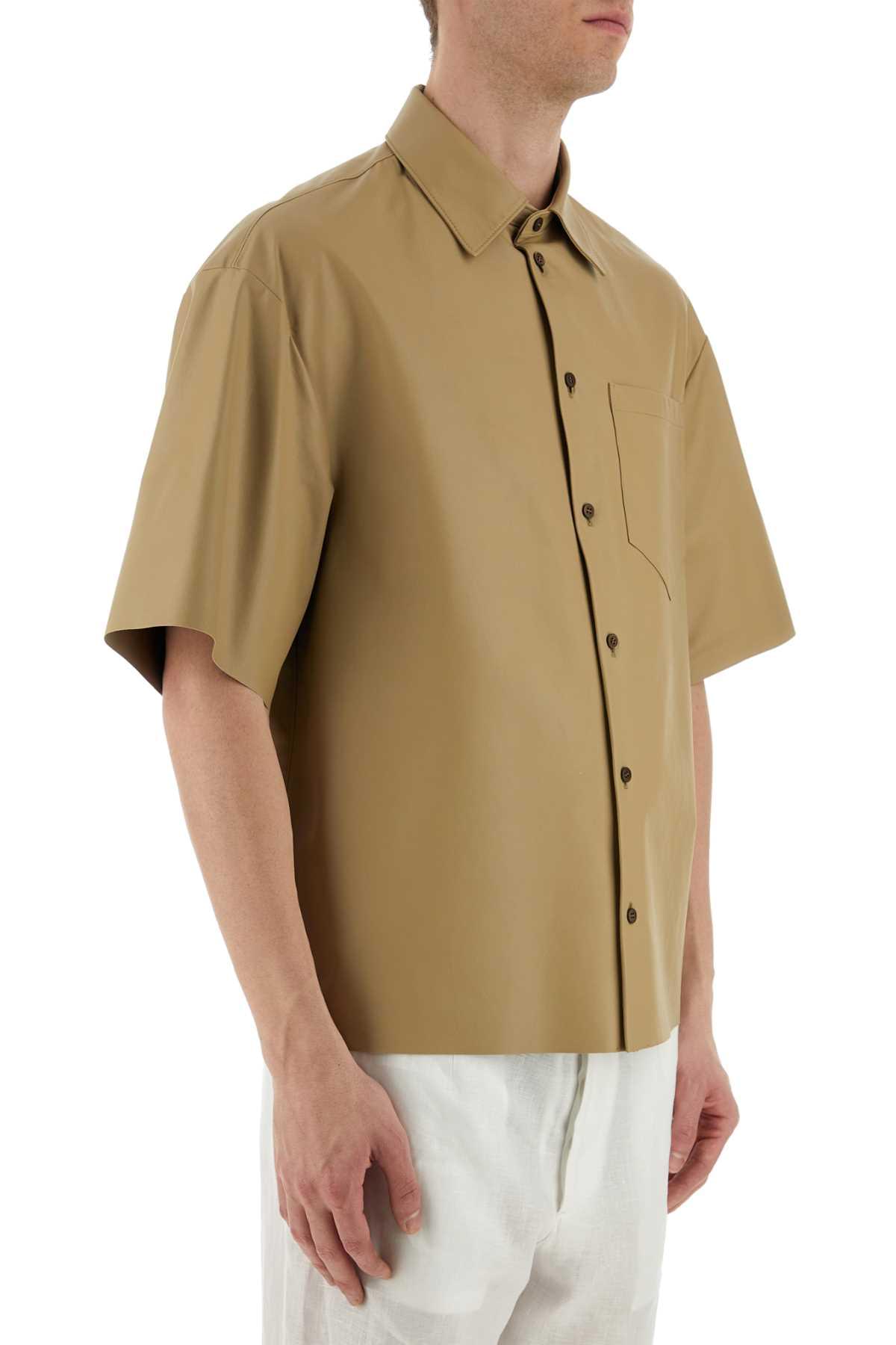Prada Men Beige Leather Shirt PRADA