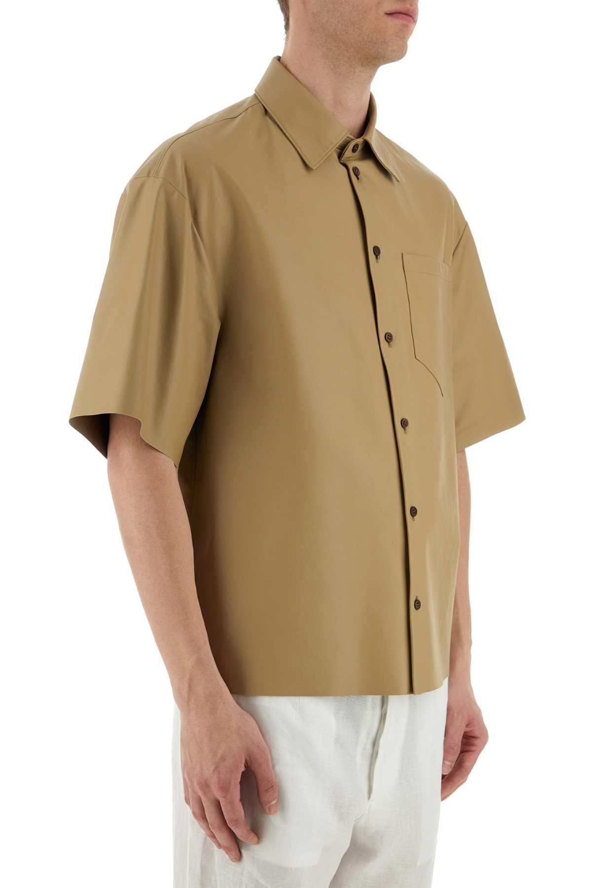 Prada Men Beige Leather Shirt PRADA