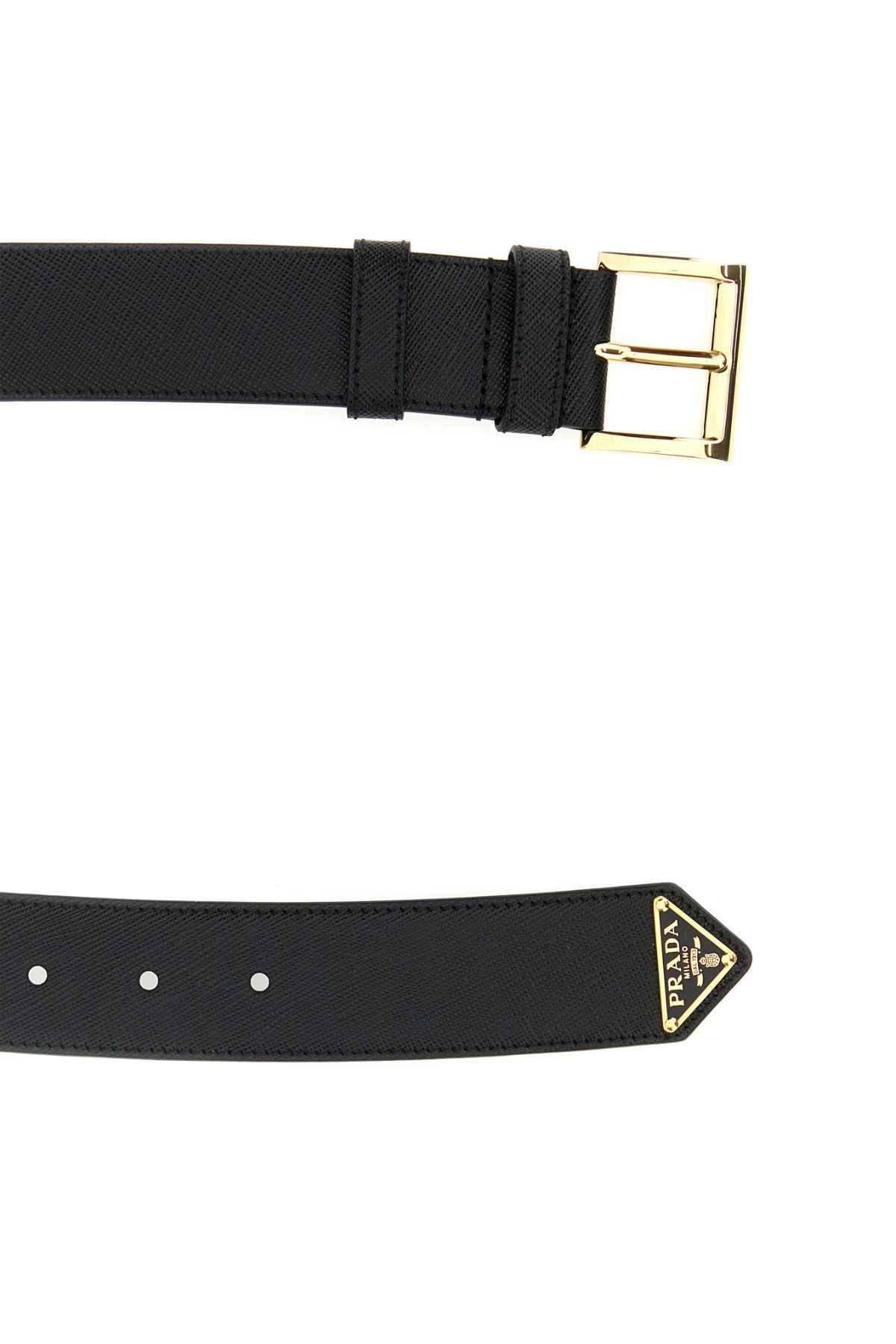 Prada Women Black Leather Belt PRADA