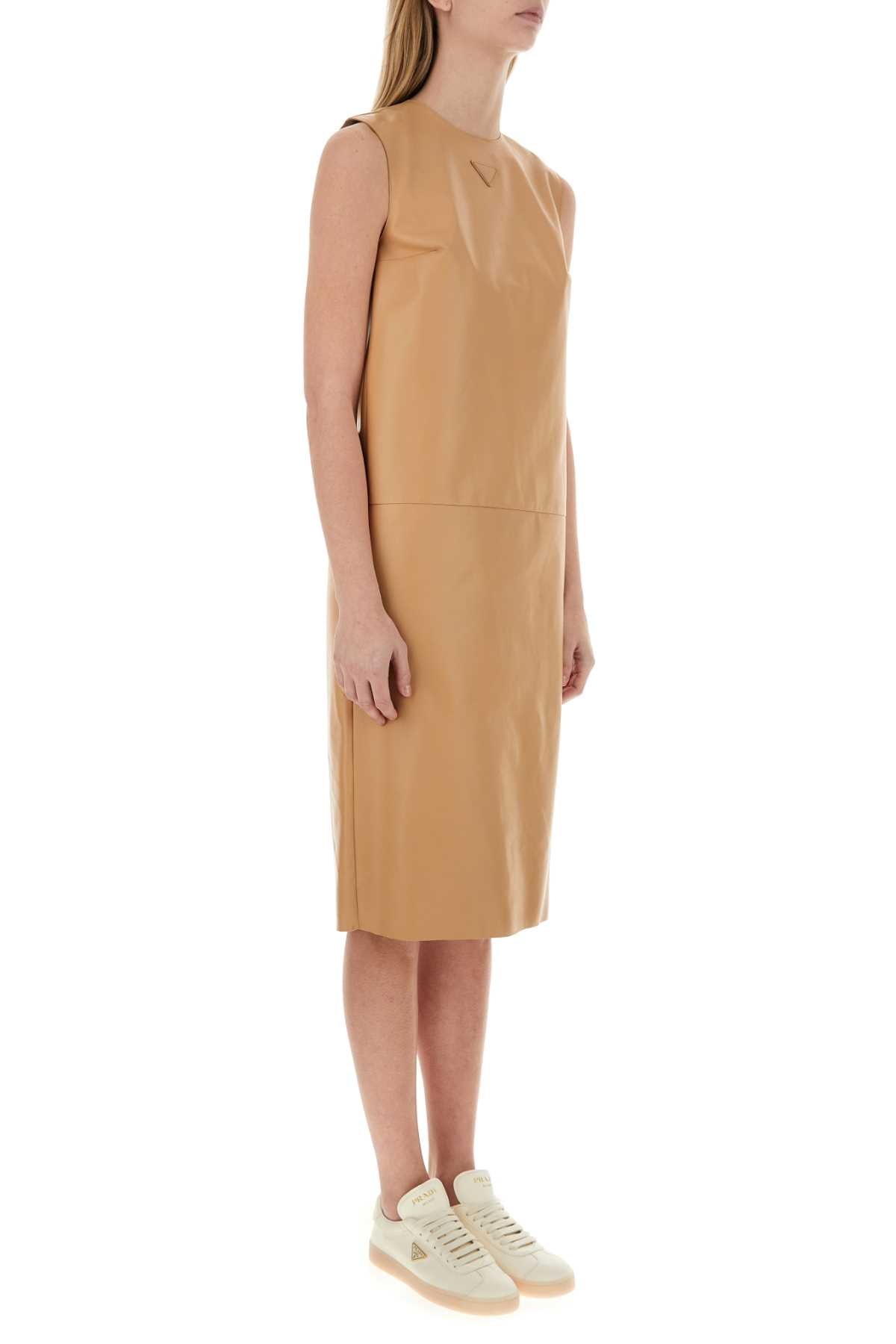 Prada Women Skin Pink Nappa Leather Dress PRADA