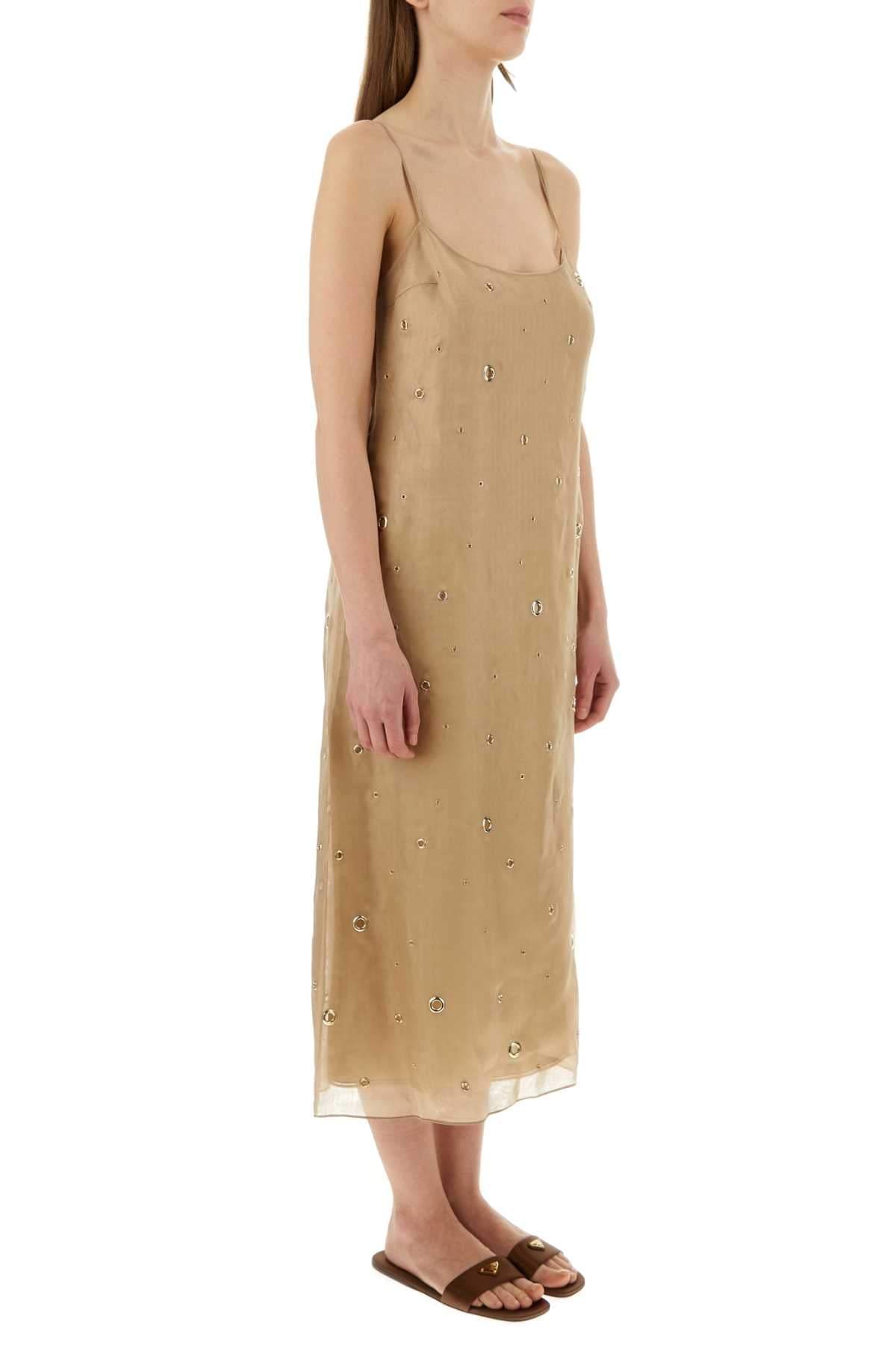Prada Women Beige Organza Dress PRADA