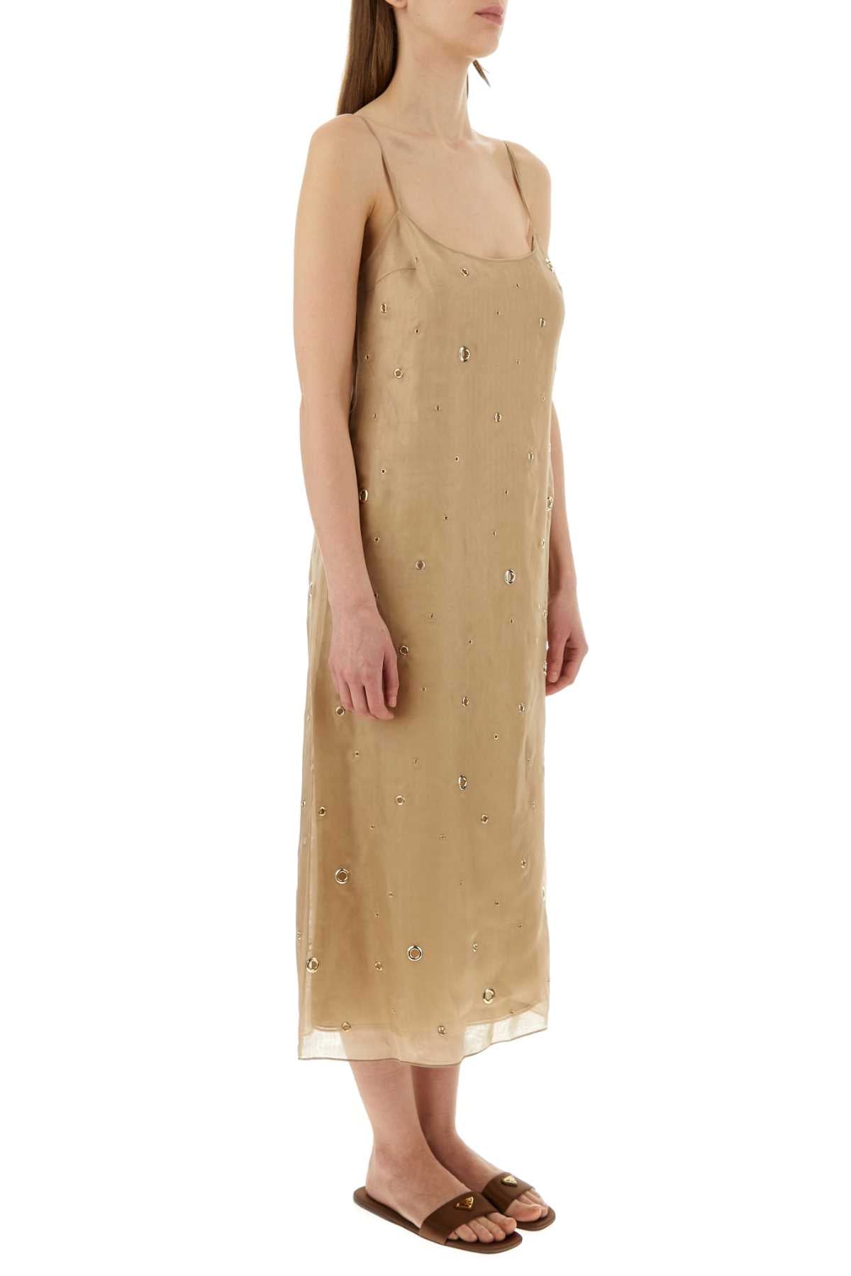 Prada Women Beige Organza Dress PRADA
