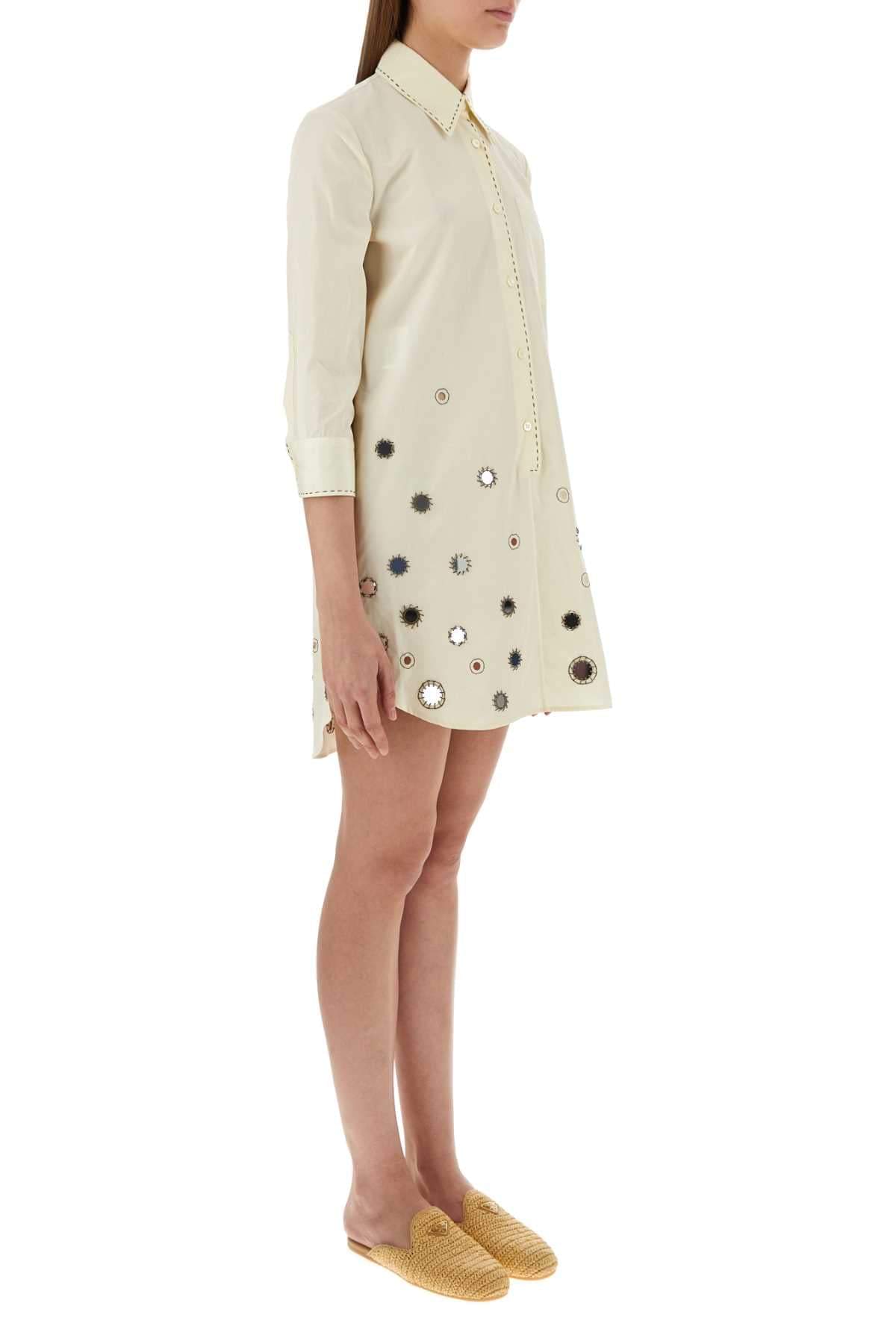 Prada Women Sand Cotton Shirt Dress PRADA