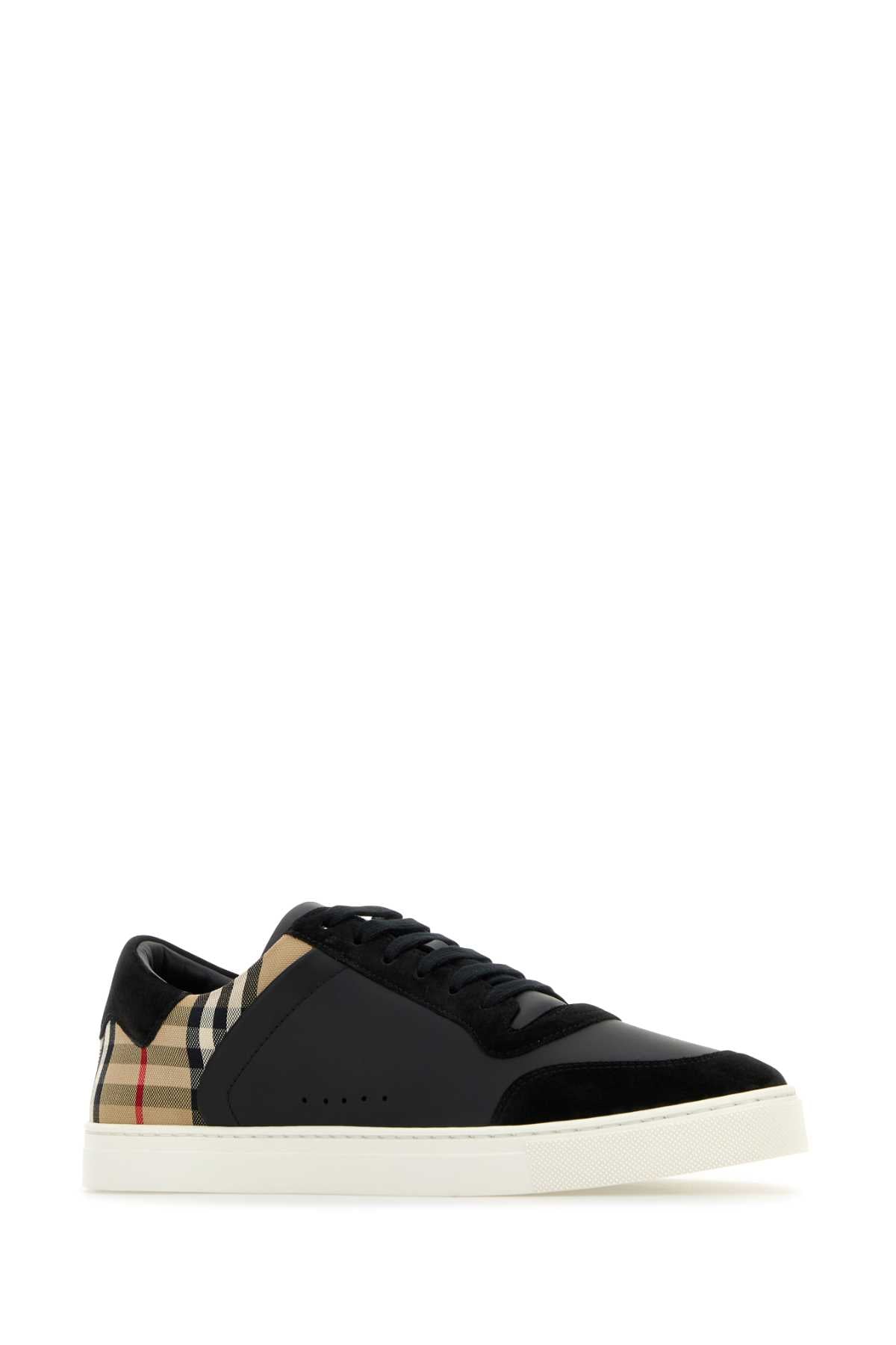 Burberry Men Black Leather And Fabric Sneakers BURBERRY