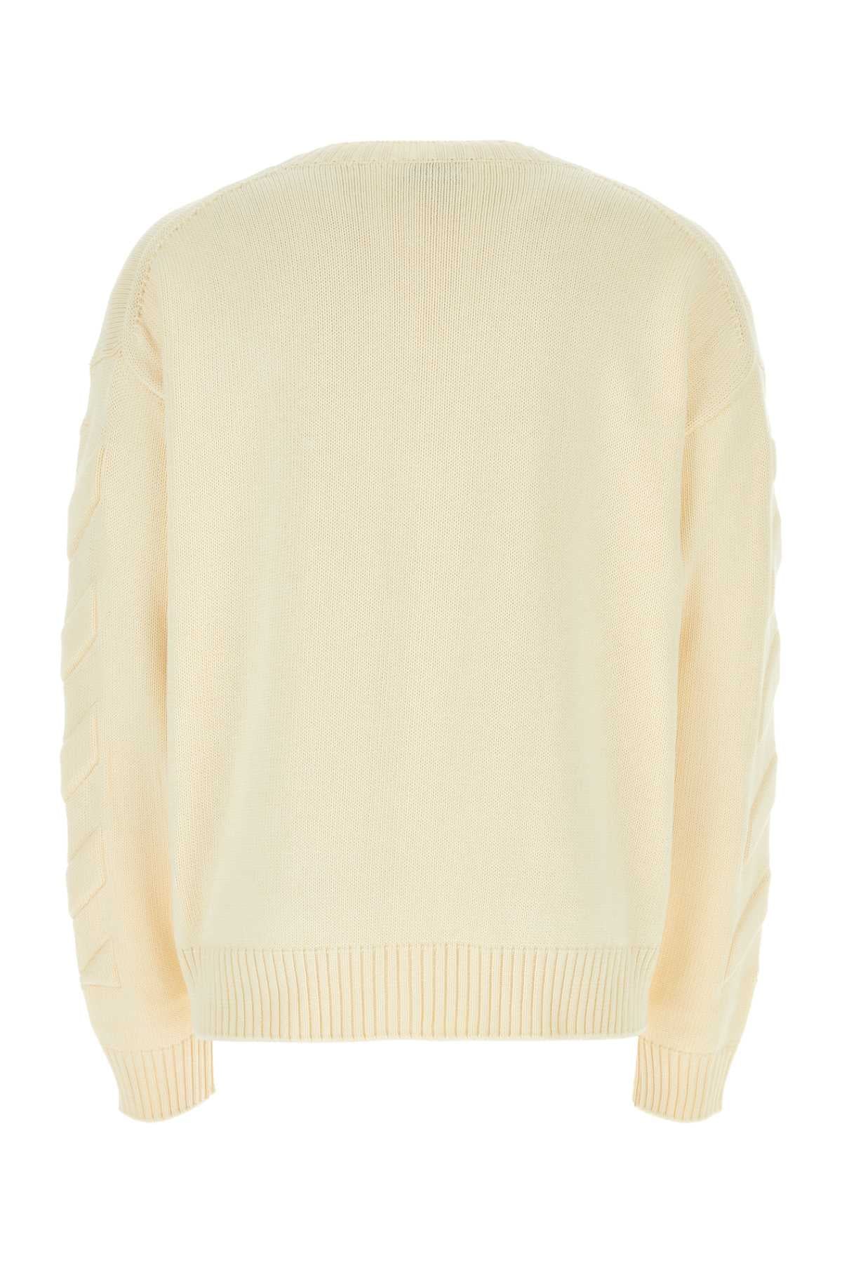 Off White Men Ivory Stretch Cotton Blend Oversize Sweater OFF-WHITE