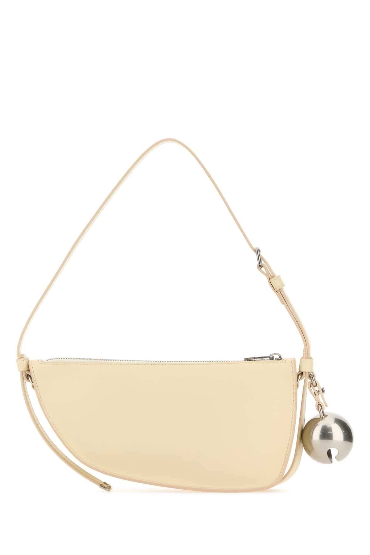 Burberry Women Cream Leather Shield Mini Shoulder Bag BURBERRY