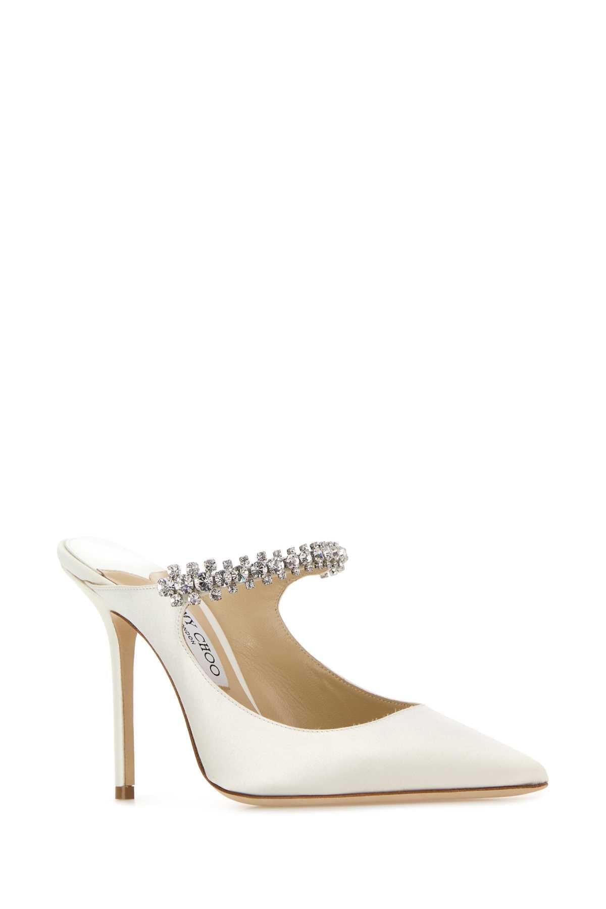 Jimmy Choo Women White Satin Bing 100 Mules JIMMY CHOO