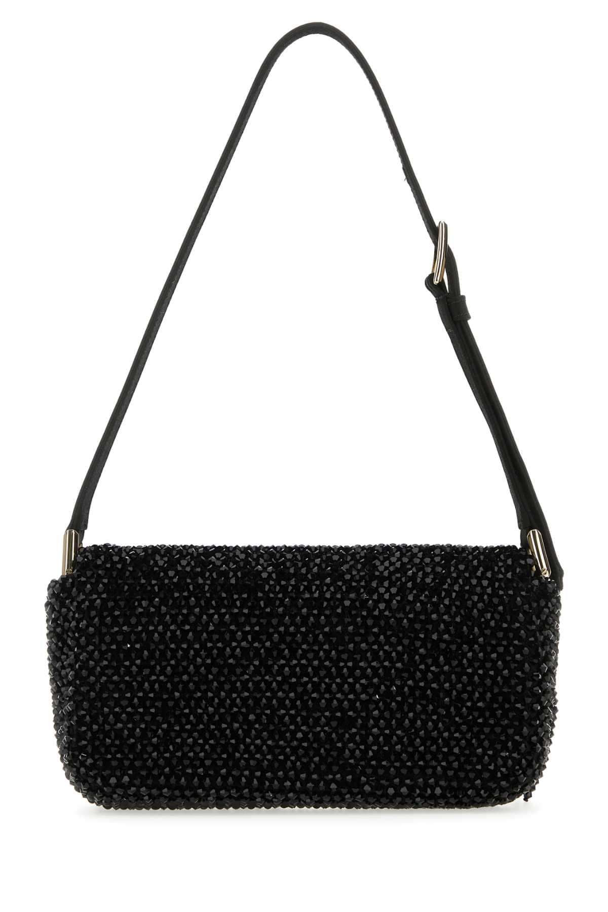 Jimmy Choo Women Black Satin Mini Avenue Shoulder Bag JIMMY CHOO