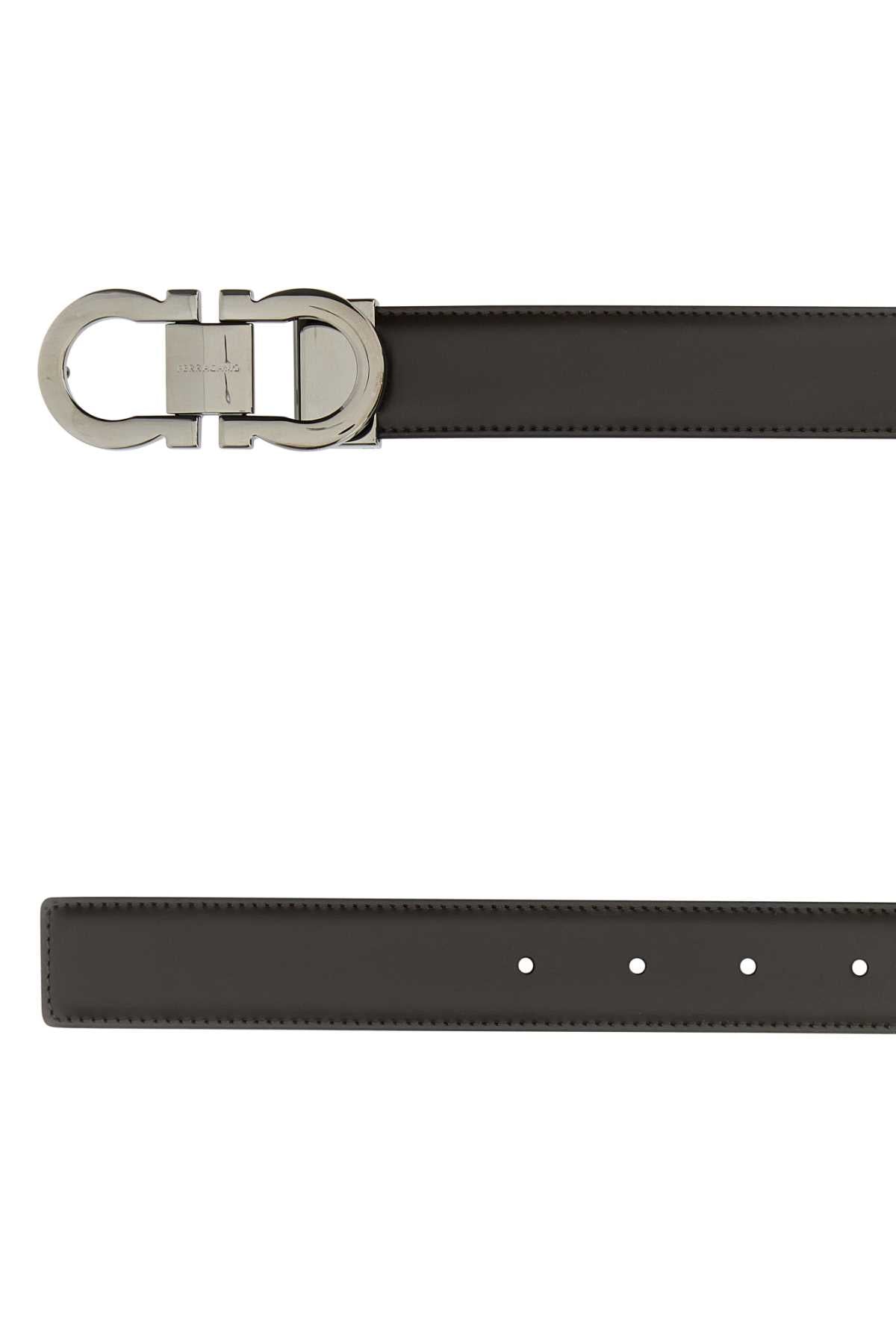 Salvatore Ferragamo Men Dark Brown Leather Reversible Belt FERRAGAMO