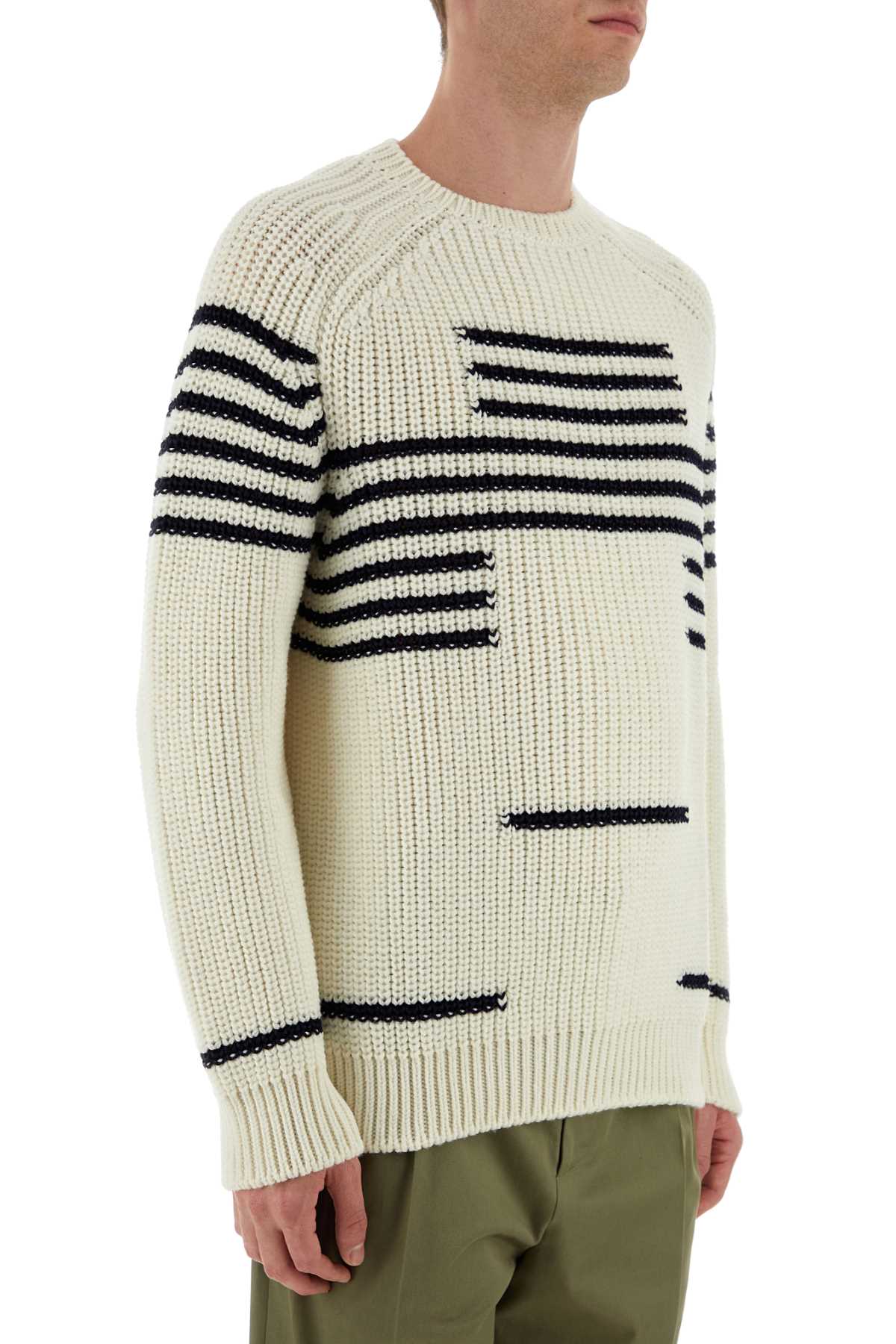 Loewe Men Ivory Wool Blend Sweater LOEWE