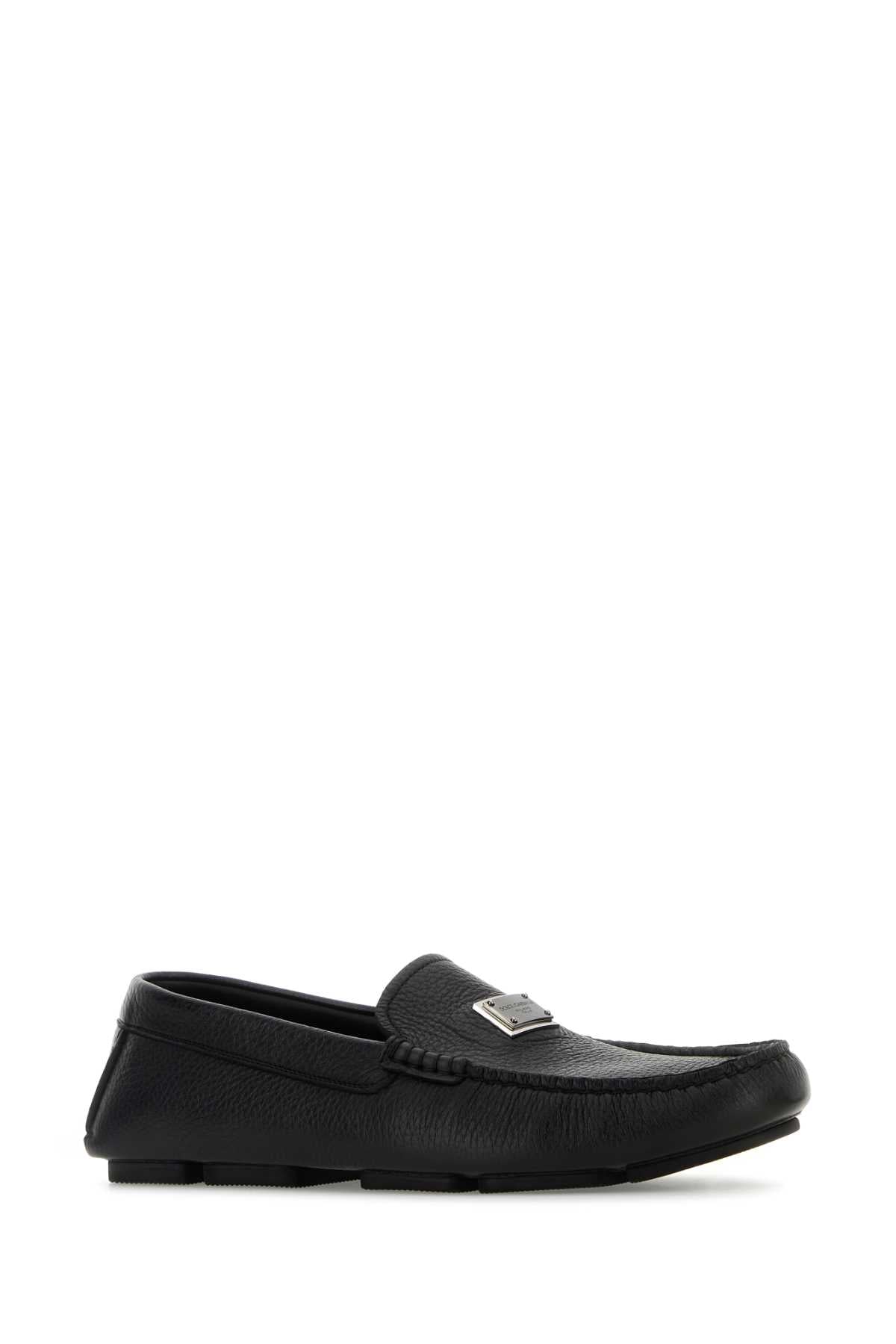 Dolce & Gabbana Men Black Leather Loafers DOLCE & GABBANA