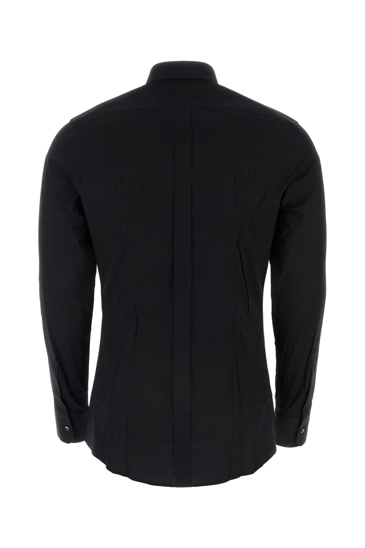 Dolce & Gabbana Men Black Stretch Poplin Shirt DOLCE & GABBANA