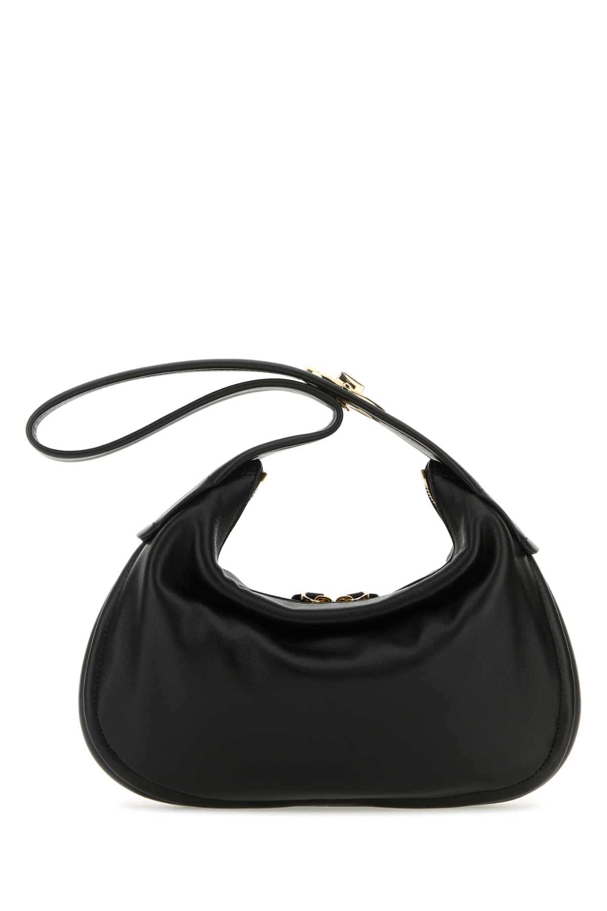 Valentino Garavani Women Black Nappa Leather Small Go-Hobo Shoulder Bag VALENTINO GARAVANI