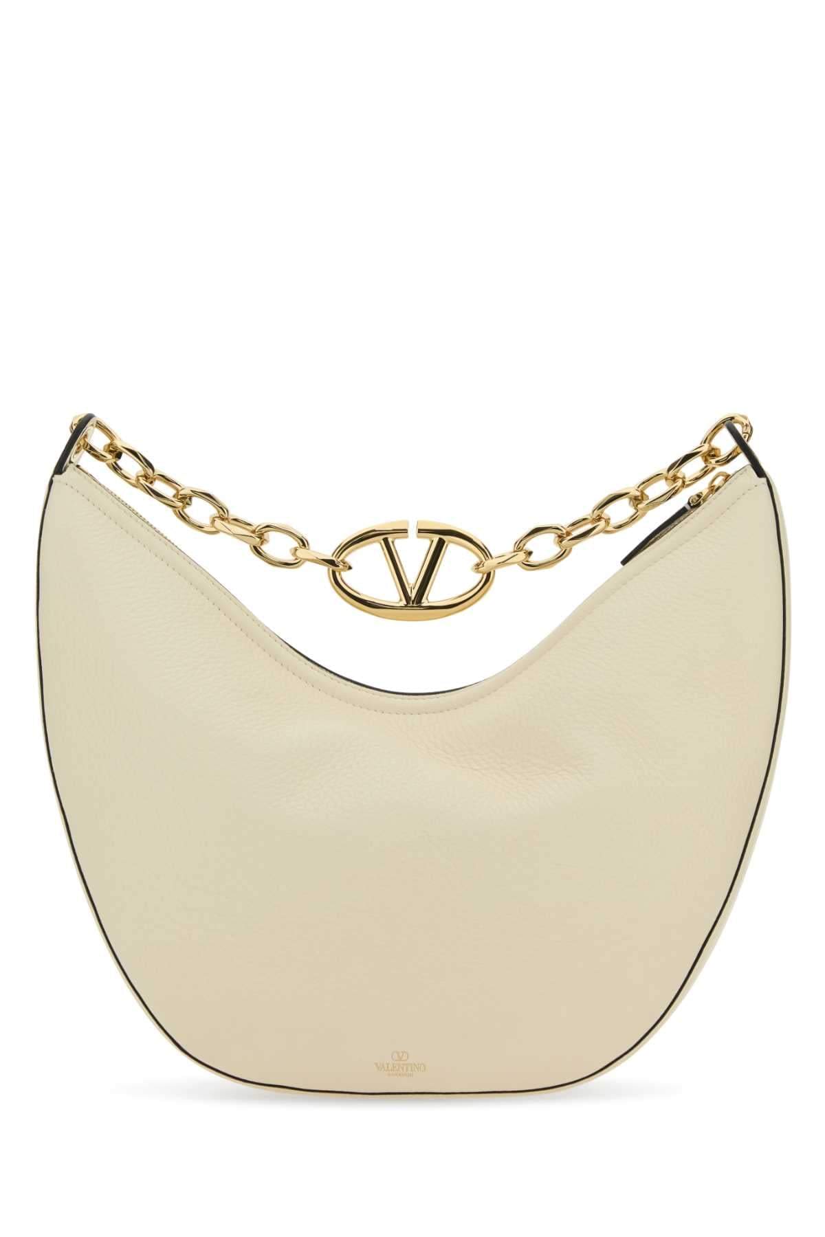 Valentino Garavani Women Ivory Leather Medium Hobo Vlogo Moon Shoulder Bag VALENTINO GARAVANI