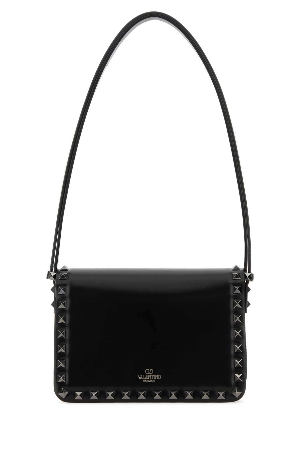 Valentino Garavani Women Black Leather Rockstud23 Shoulder Bagâ VALENTINO GARAVANI