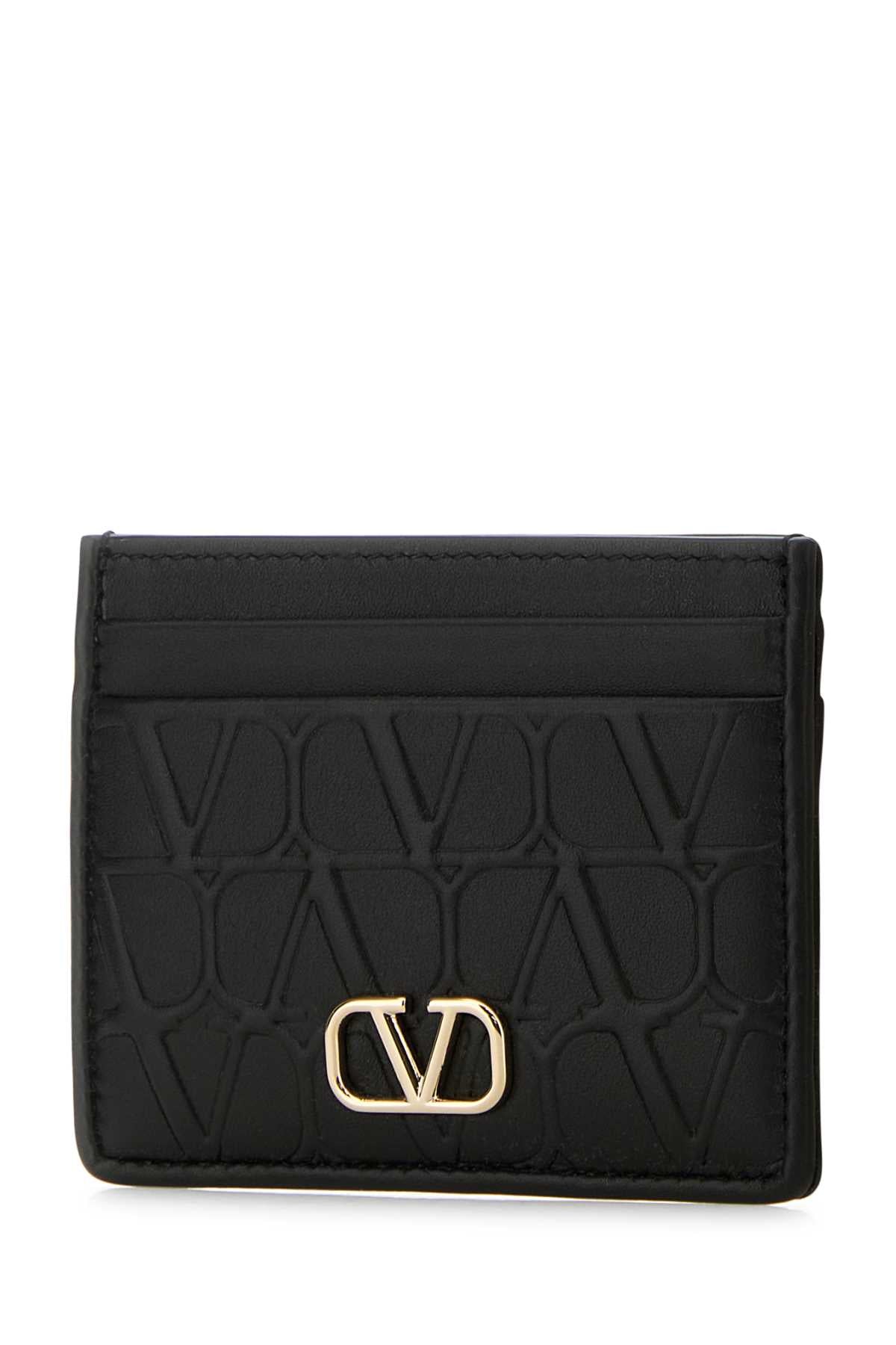 Valentino Garavani Women Black Leather Vlogo Card Holder VALENTINO GARAVANI
