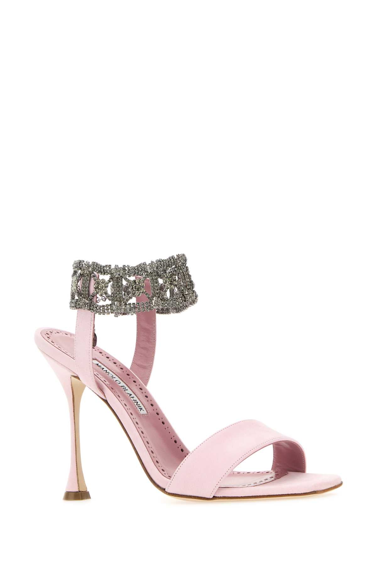 Manolo Blahnik Women Pastel Pink Suede Lierasan Sandals MANOLO BLAHNIK
