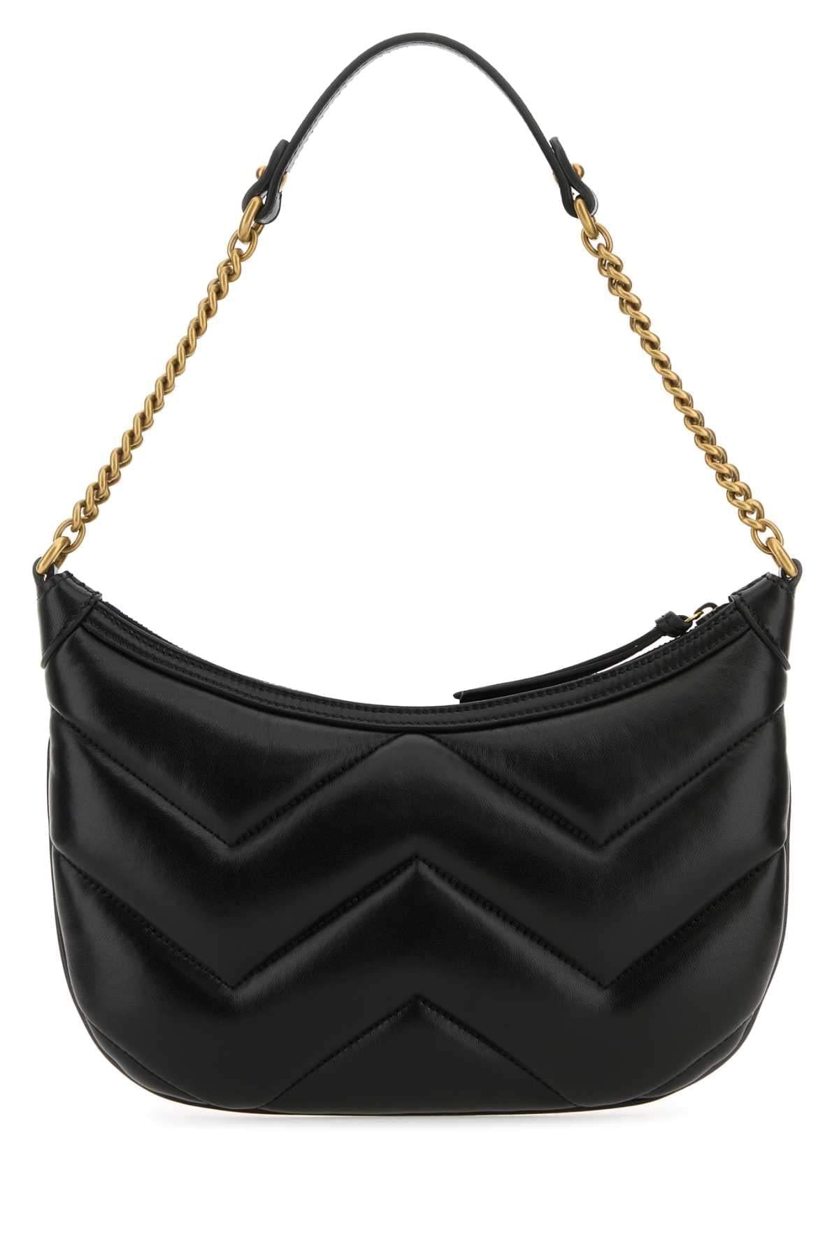 Gucci Women Black Leather Gg Marmont Shoulder Bag GUCCI