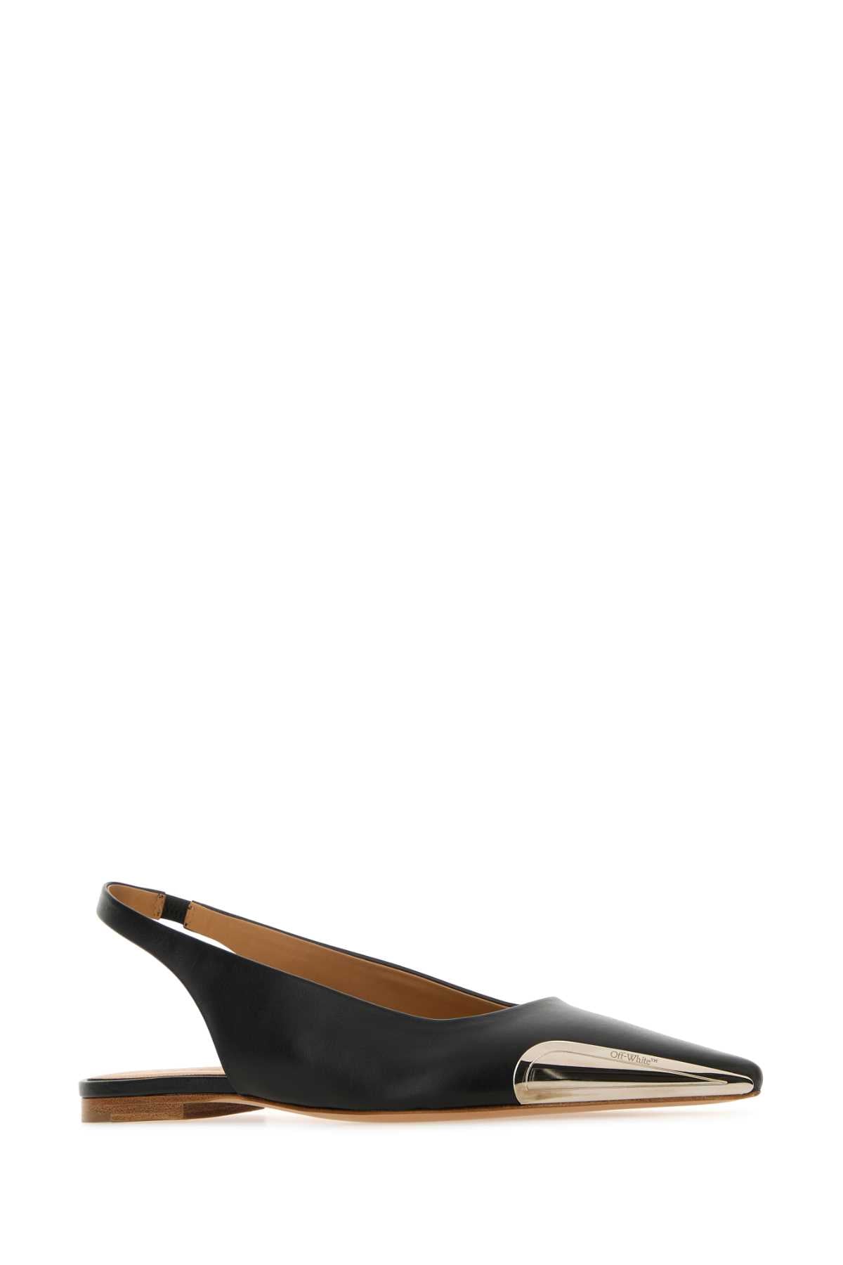 Off White Women Black Leather Ballerinas OFF-WHITE