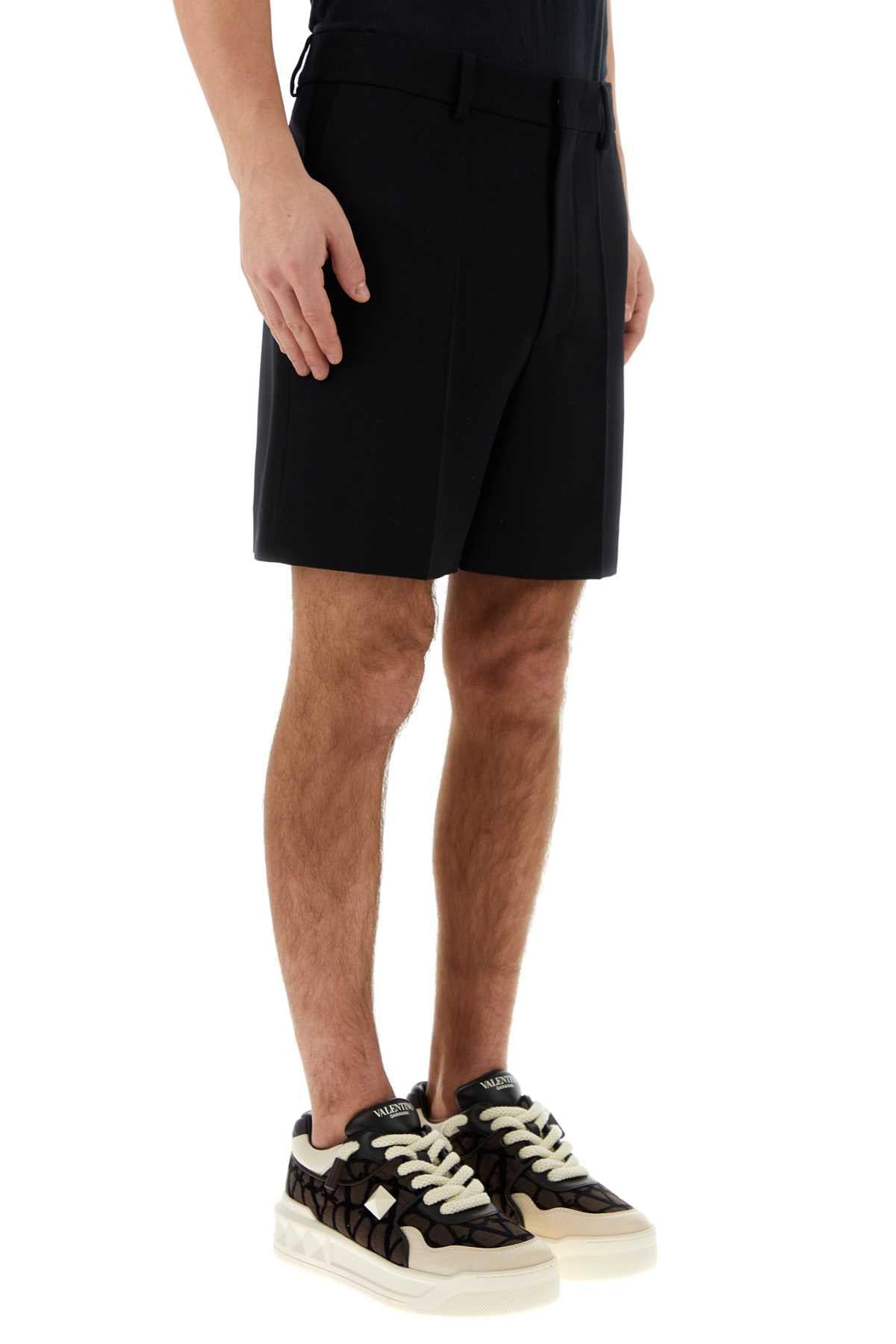 Valentino Garavani Men Black Wool Bermuda Shorts VALENTINO GARAVANI