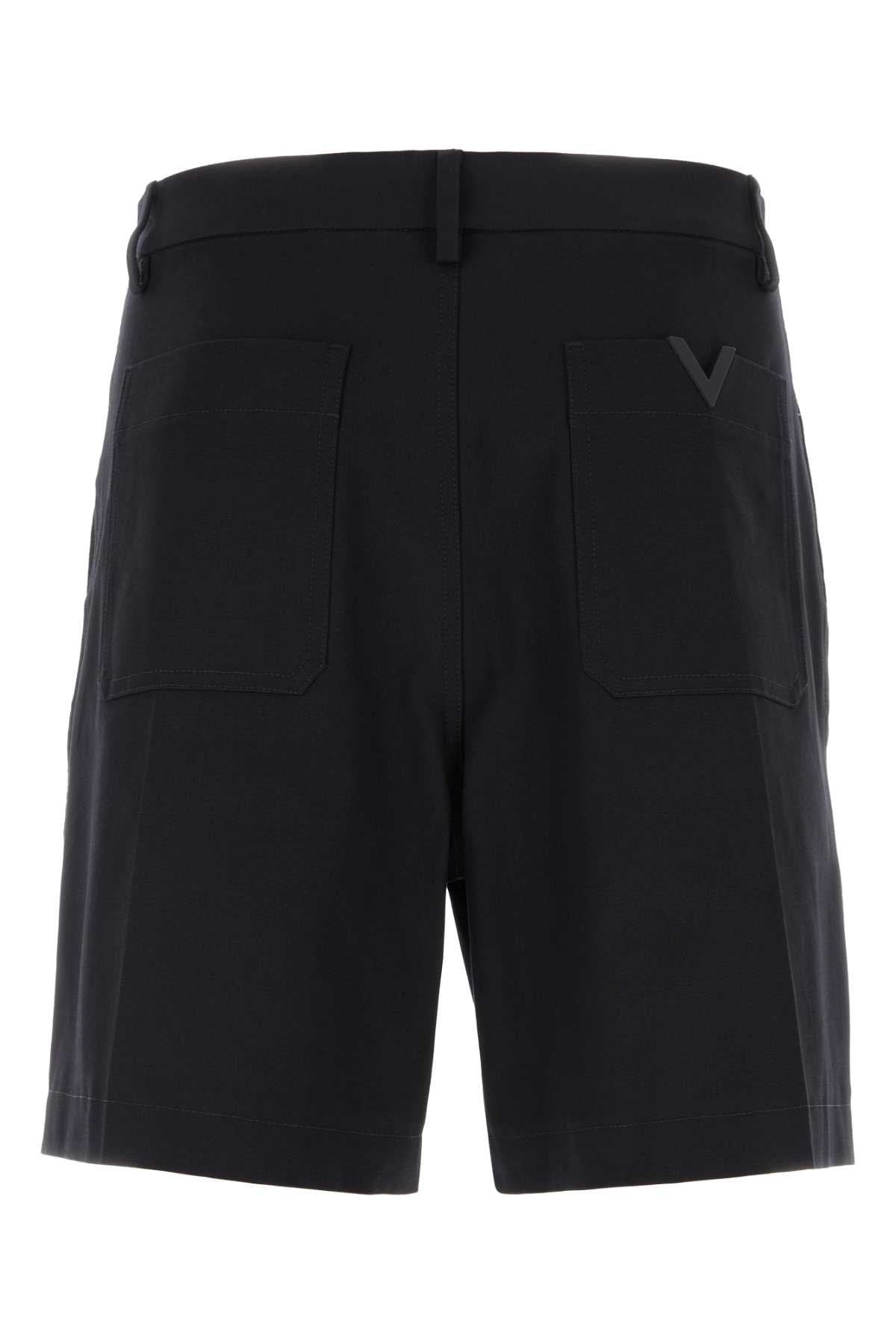 Valentino Garavani Men Midnight Blue Stretch Cotton Bermuda Shorts VALENTINO GARAVANI