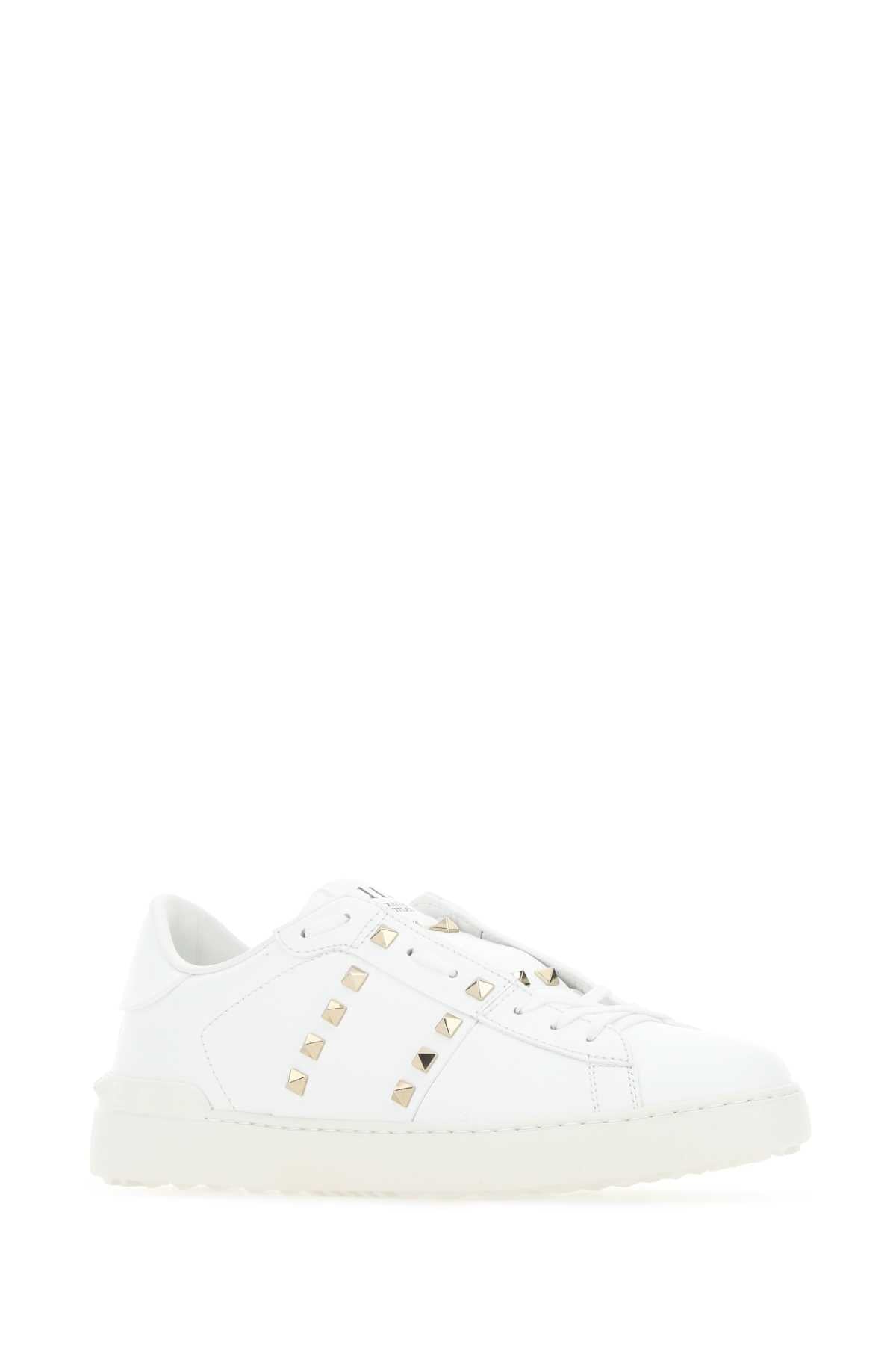 Valentino Garavani Men White Leather Rockstud Untitled Sneakers VALENTINO GARAVANI