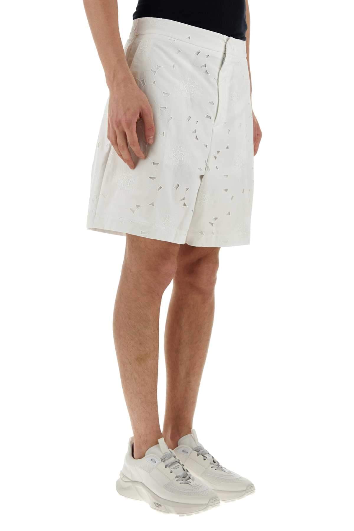 Valentino Garavani Men White Cotton Blend Bermuda Shorts VALENTINO GARAVANI