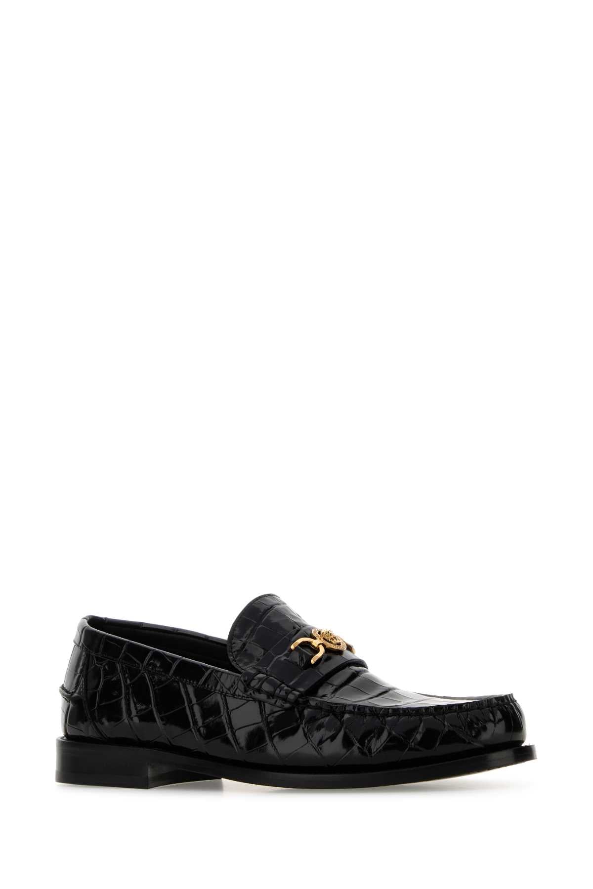 Versace Men Black Leather Loafers VERSACE