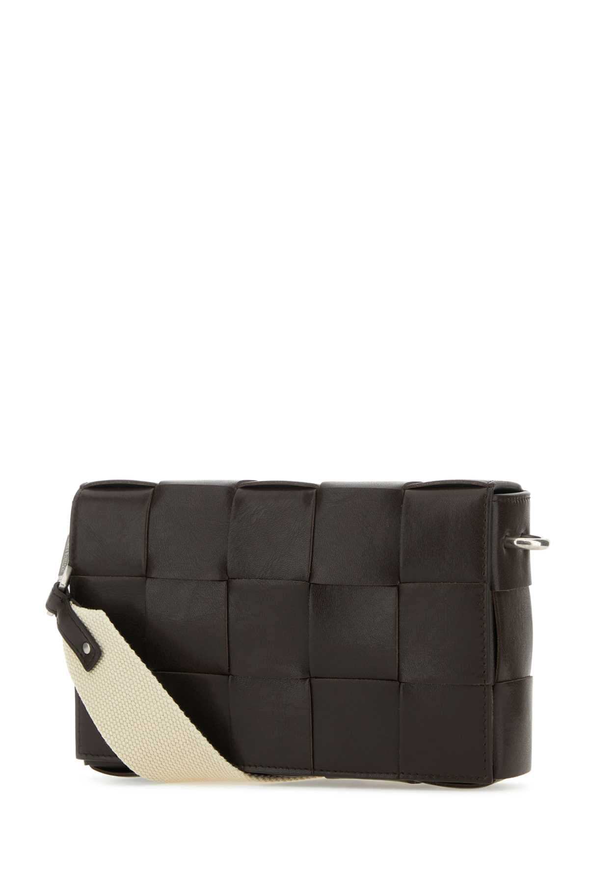 Bottega Veneta Men Dark Brown Leather Cassette Crossbody Bag BOTTEGA VENETA