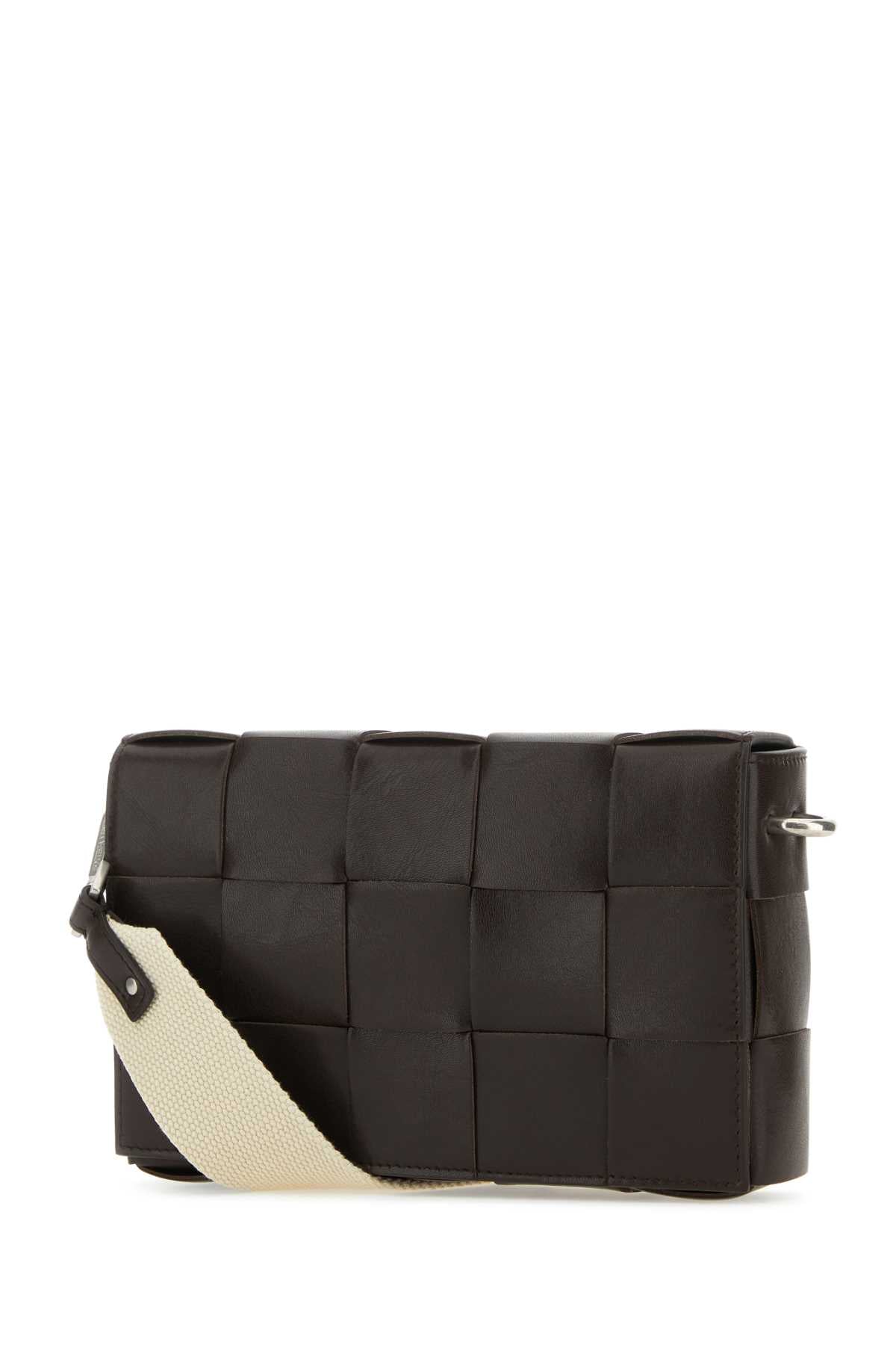 Bottega Veneta Men Dark Brown Leather Cassette Crossbody Bag BOTTEGA VENETA