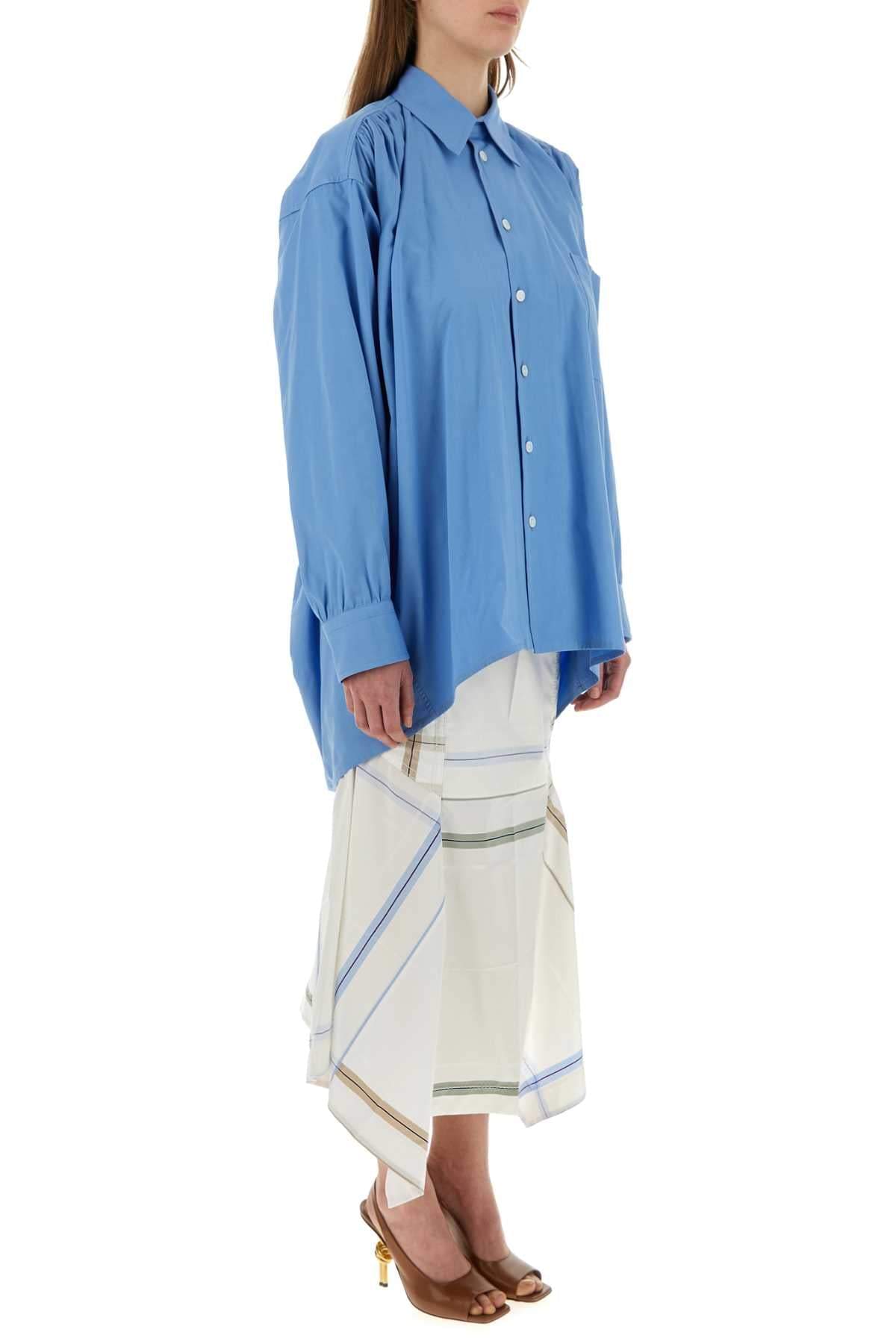 Bottega Veneta Women Light Blue Cotton Blend Oversize Shirt BOTTEGA VENETA