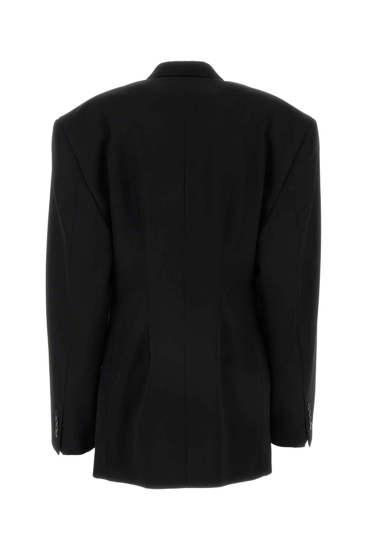Balenciaga Women Black Barathea Oversize Cinched Blazer BALENCIAGA