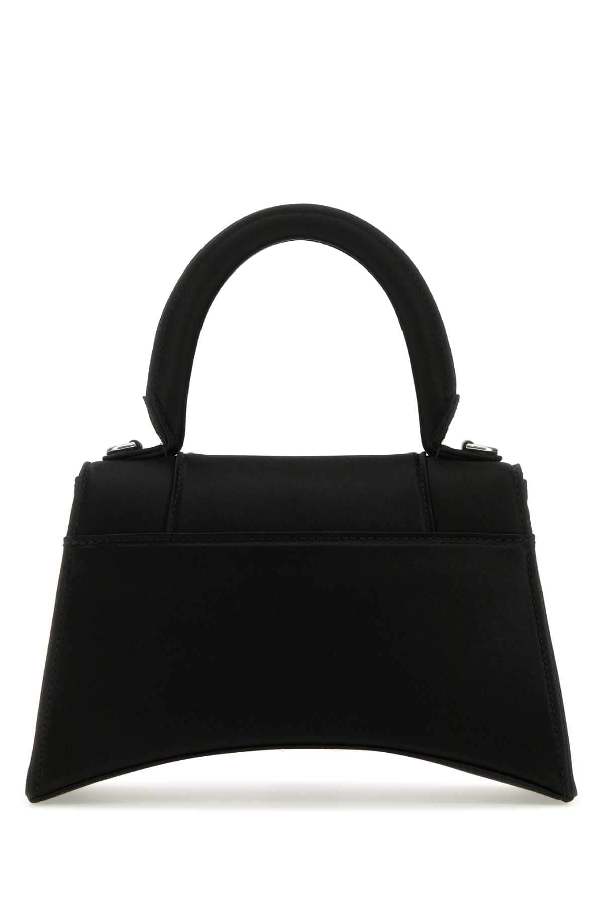 Balenciaga Women Black Satin Small Hourglass Handbag BALENCIAGA