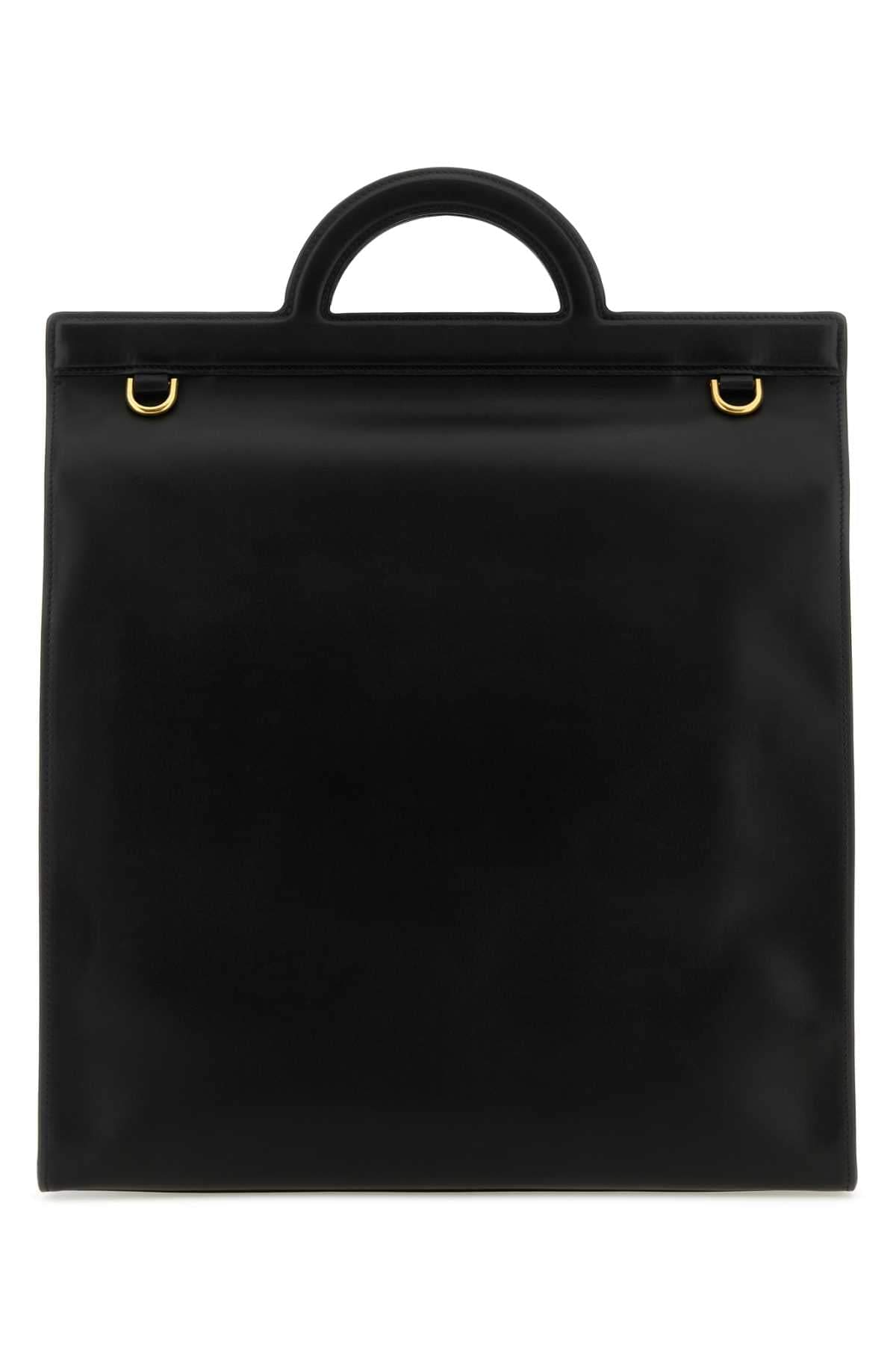 Valentino Garavani Men Black Leather Shopping Bag VALENTINO GARAVANI